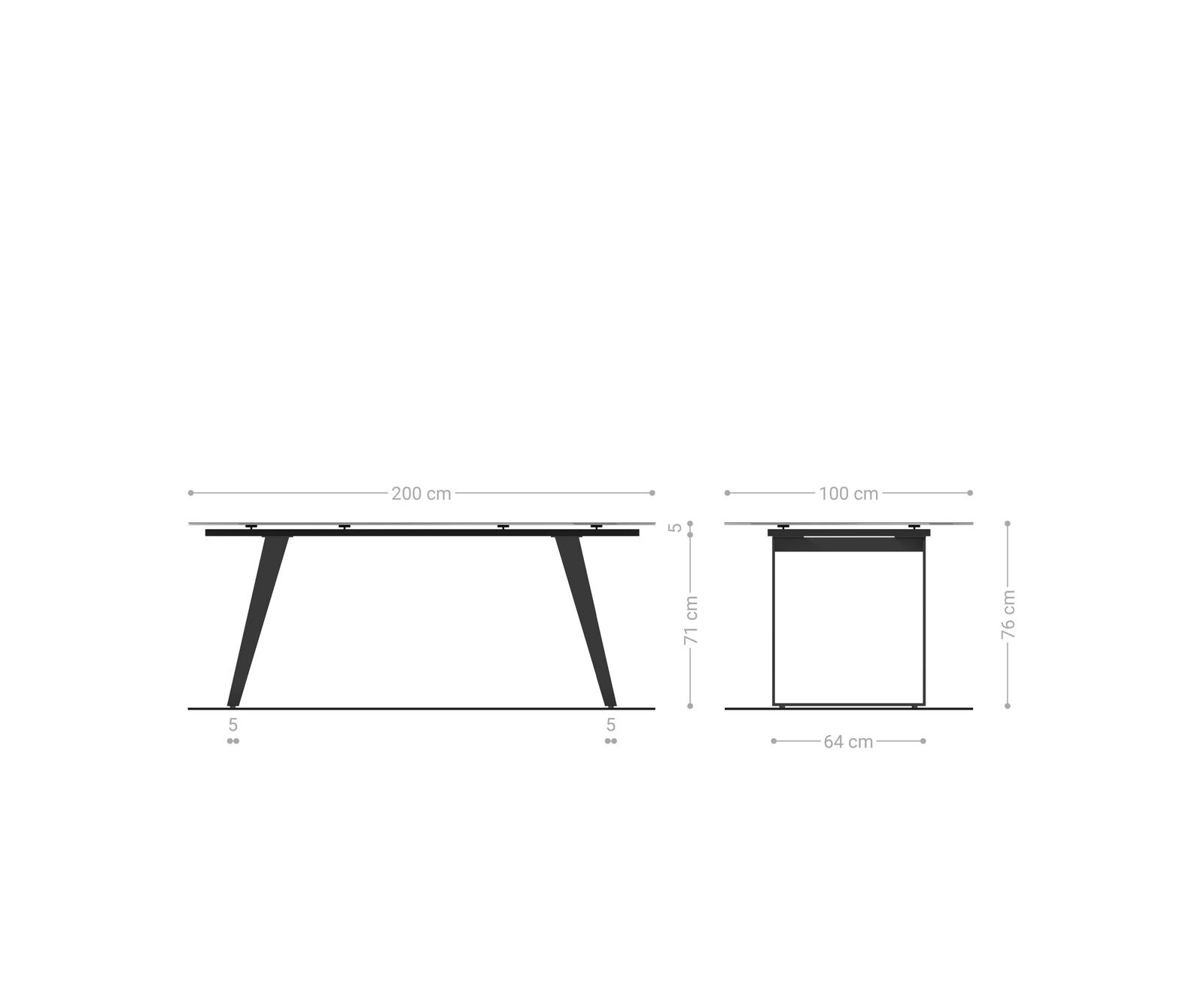 Stół do jadalni Edge 200x100 cm ceramika Emperador Extra Lucidato ciemnobrązowy stal nierdzewna pochylona rama 7