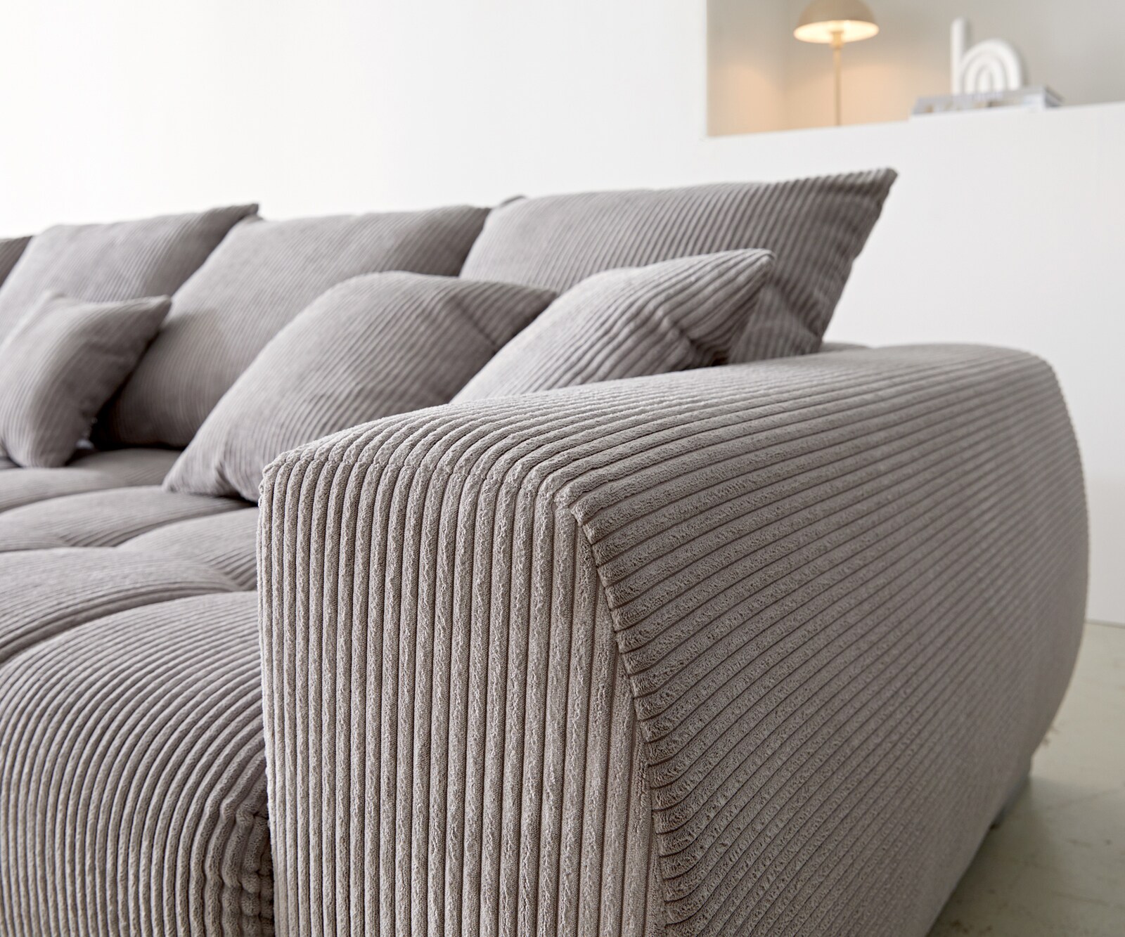 Sofa narożna Josea 300x220 cm sztruks srebrno-szary szezlong lewy 6