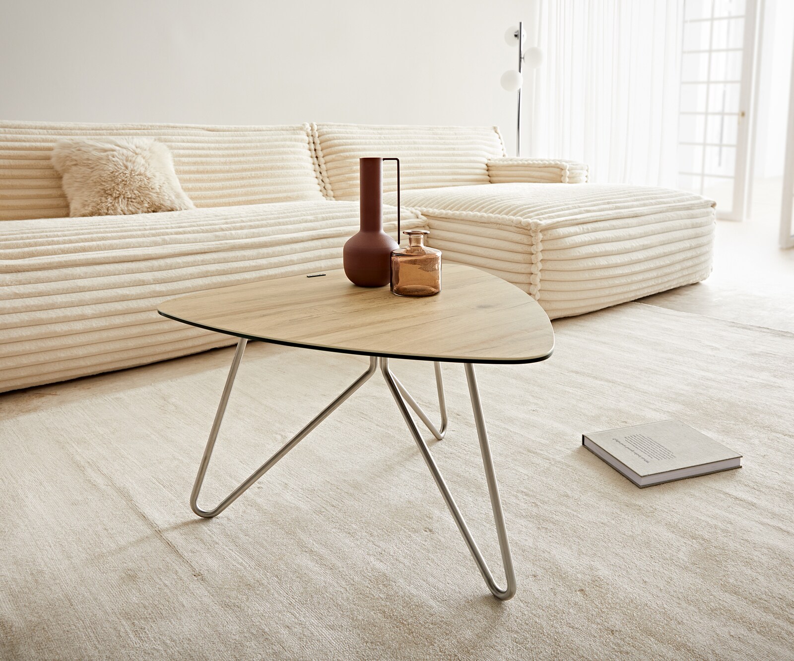 Stolik kawowy Ekrem 88x85cm ceramika Calacatta Luxe biało-złoto-szara nóżki Hairpin metal kolor tytanowy 1