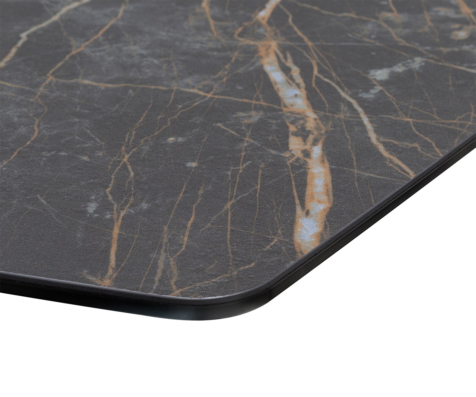 Stół do jadalni Edge kształt beczki 200x100cm ceramika Laminam® Noir Desir brązowy rama Spider metal czarna 4