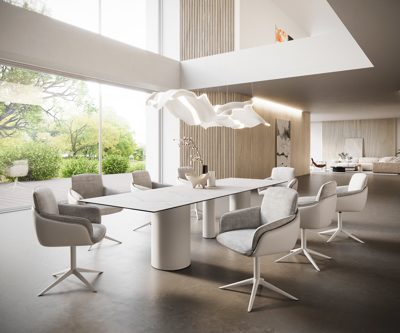 Stół do jadalni Edge 300x100cm ceramika Laminam® Statuarietto biały rama Troa metal biały 6