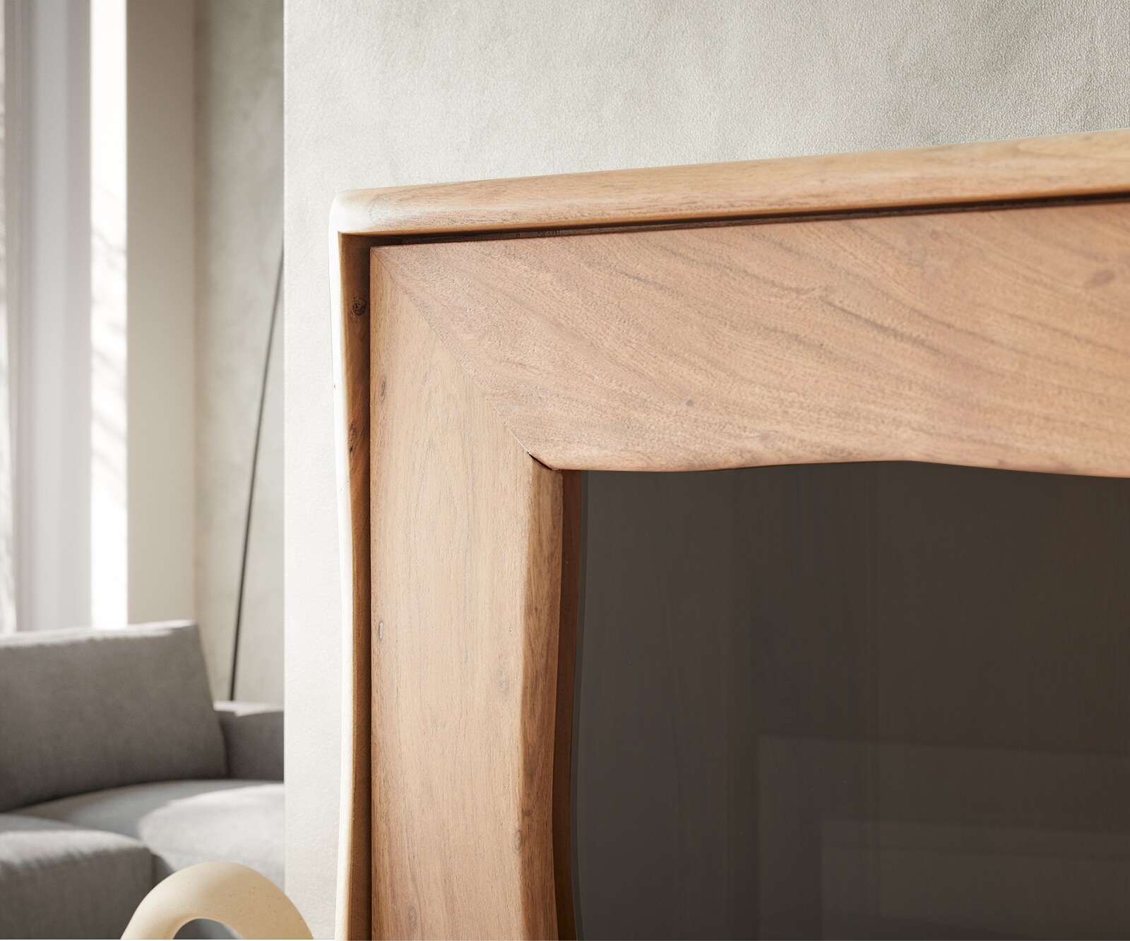 Witryna Live-Edge 120x190 cm akacja naturalna 2 drzwi 4 szuflady 8