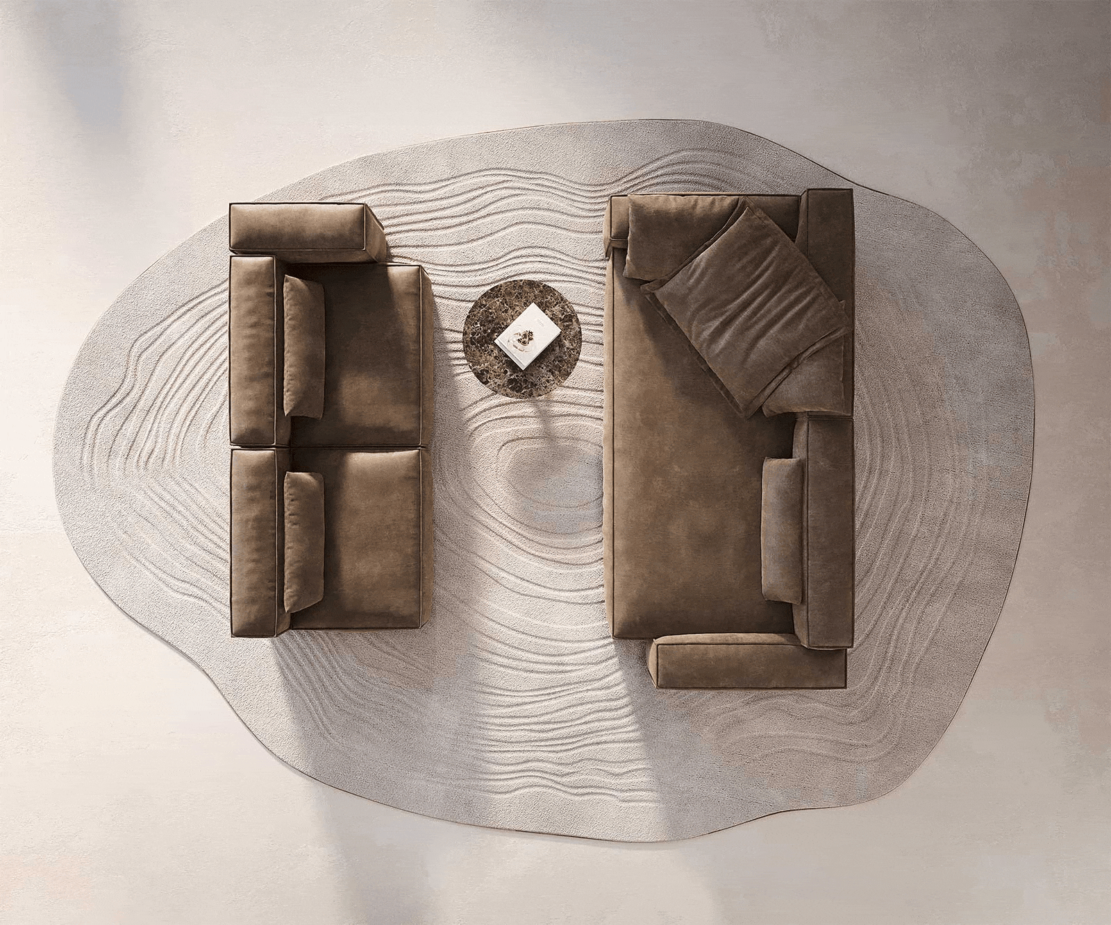 Sofa w kształcie litery U Freestyle 360x290 cm mikrofibra szaro-brązowa vintage z lamówką 5