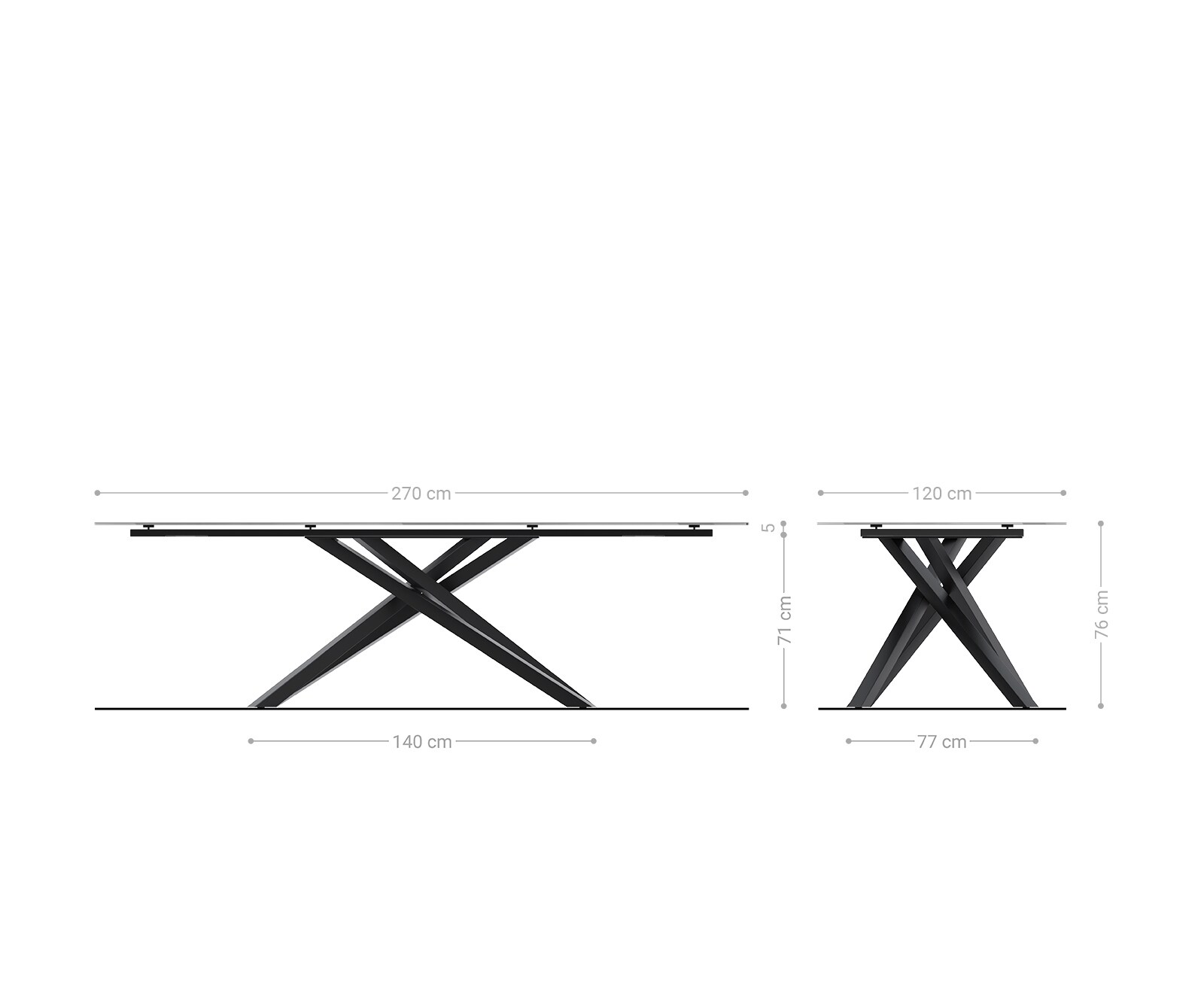 Stół do jadalni Edge w kształcie beczki 270x120 cm ceramika Iris FMG Onice Grigio rama Cross stal nierdzewna 8
