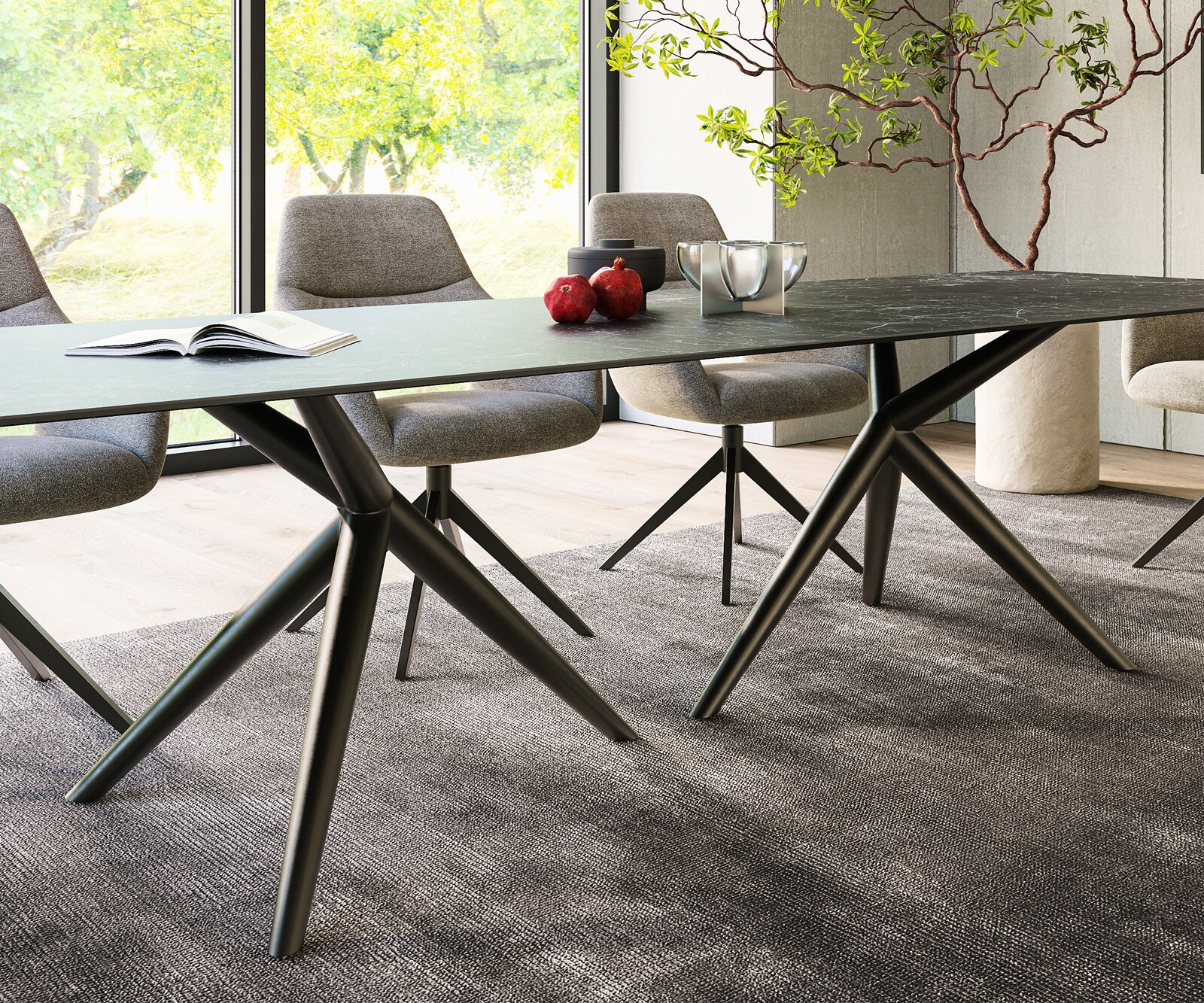 Stół do jadalni Edge 300x100cm ceramika Laminam® Nero Greco antracyt rama Estelar metal czarny 6