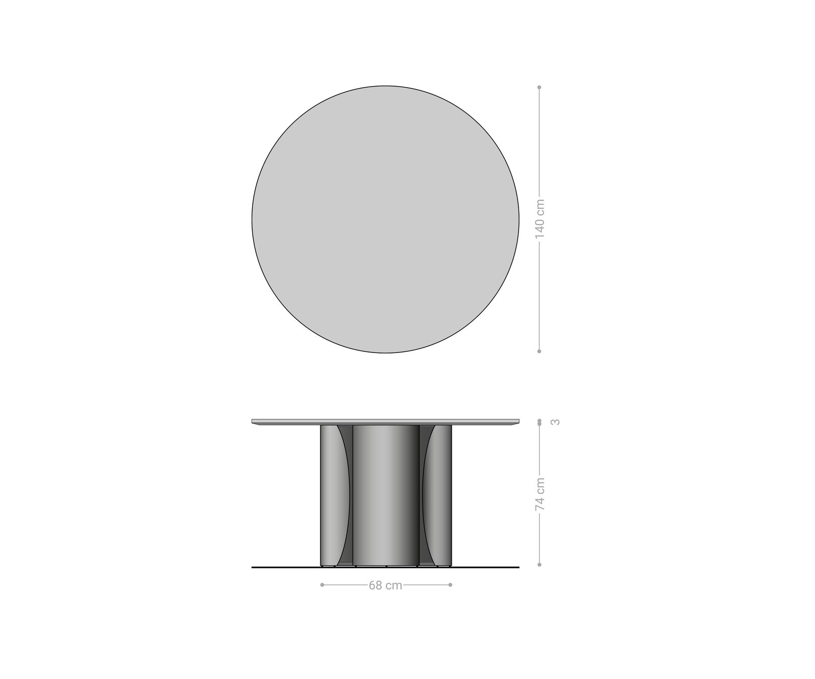 Stół do jadalni Adenza okrągły 140x140cm marmur czarno-srebrny metal czarny Antique 6