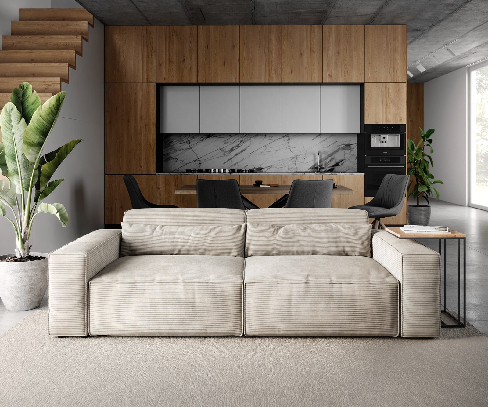 Duża sofa Sirpio 230x95 cm sztruks beżowy 2