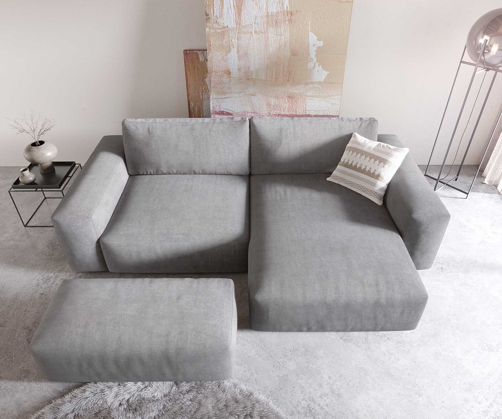 Sofa narożna Lanzo XL 270x180cm mikrofibra szara szezlong z możliwością zmiennego ustawienia z pufem 3