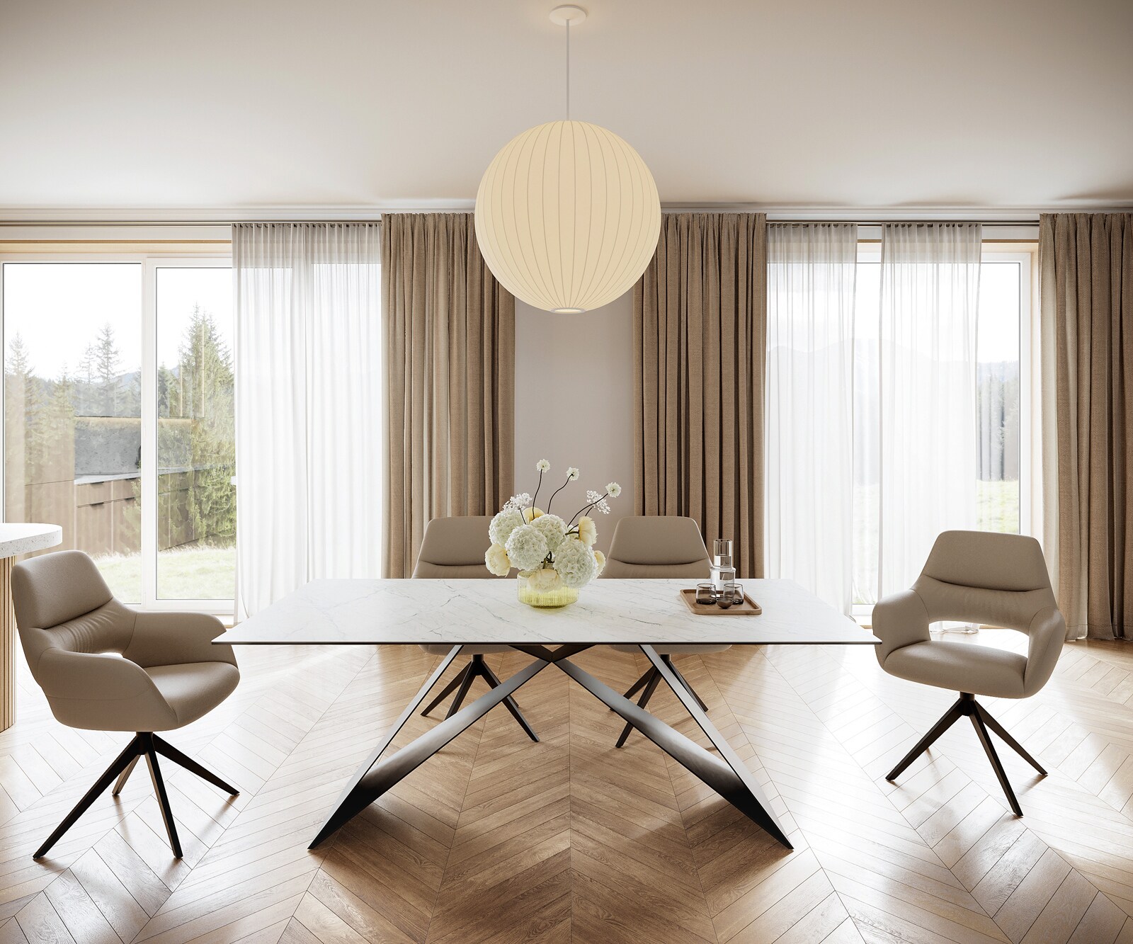 Stół do jadalni Edge 200x100 cm ceramika Laminam® Statuarietto biała rama V czarna 2
