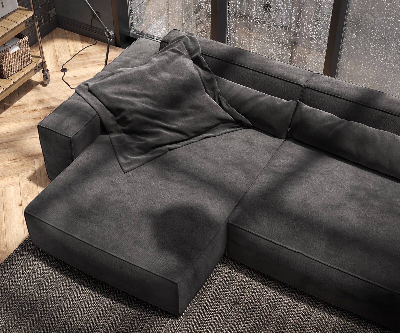 Sofa narożna Sirpio XL 270x170cm mikrofibra czarna szezlong z możliwością zmiennego ustawienia 5