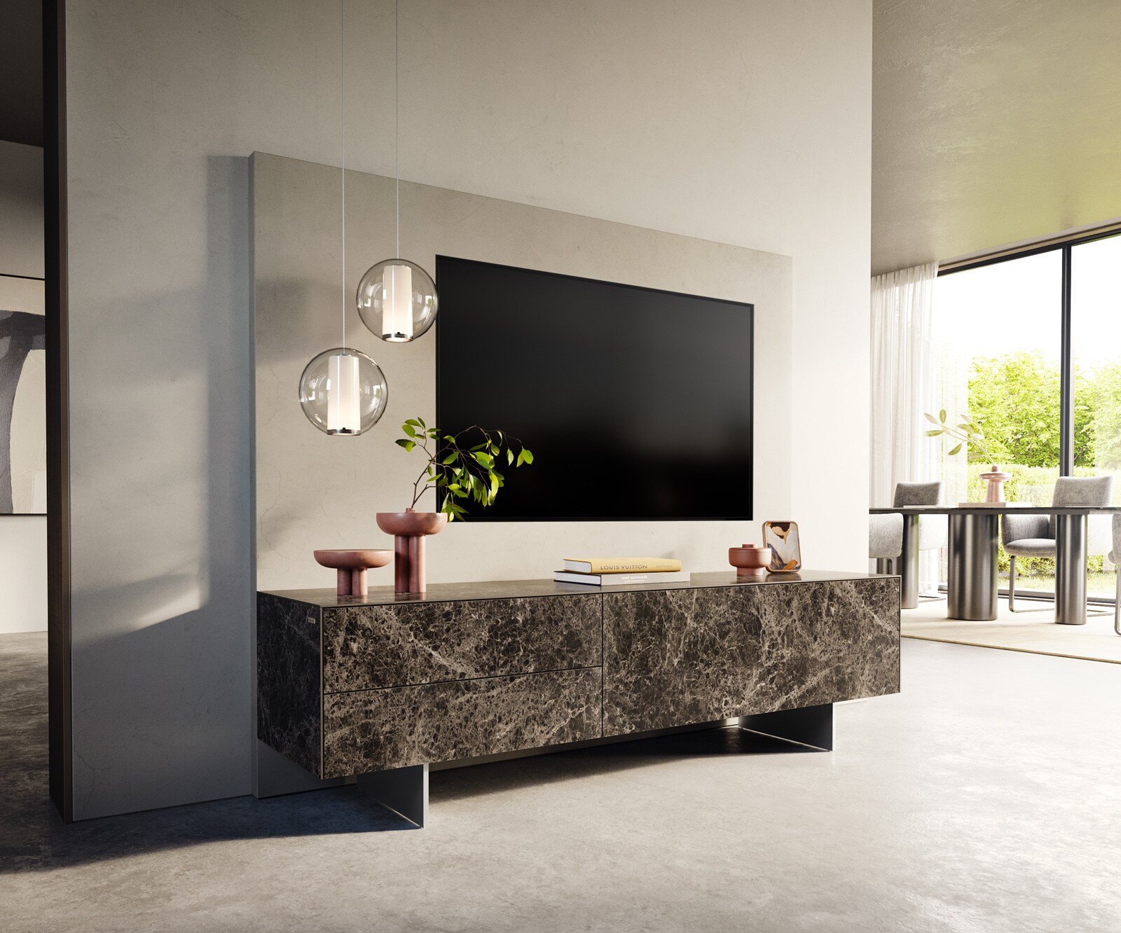 Szafka RTV Cuor 180 cm ceramika 1 drzwi uchylne 2 szuflady 1