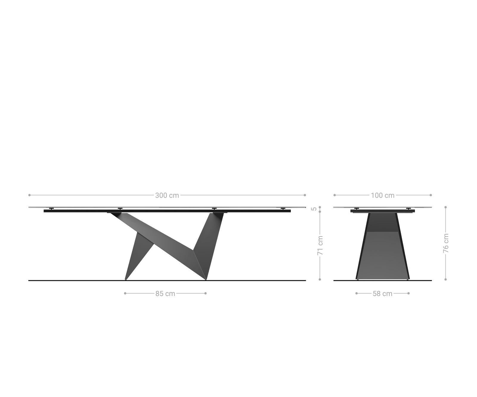 Stół do jadalni Edge 300x100cm ceramika Onyx Pearl rama Origami metaliczny złoty 9