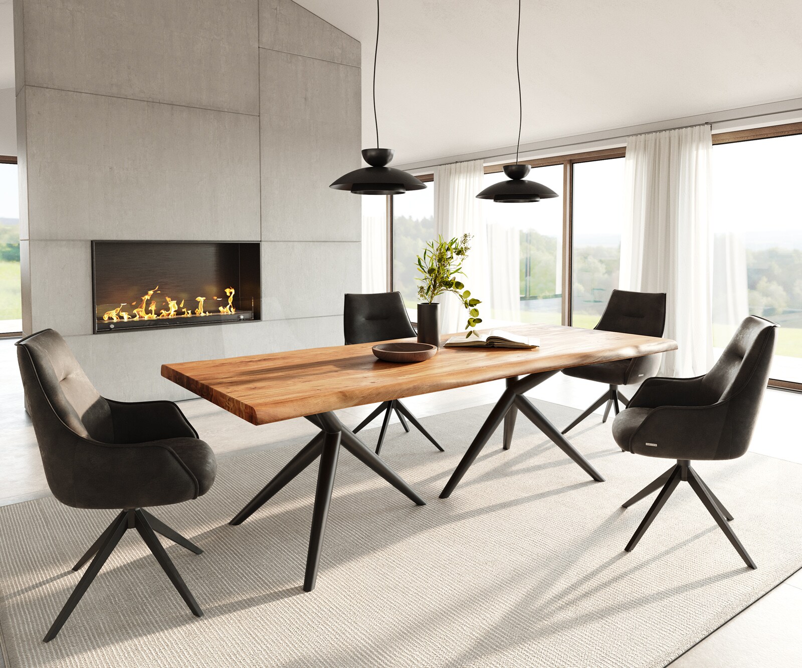 Stół do jadalni Edge 240x100 cm akacja naturalna rama Estelar metal czarny live-edge 4