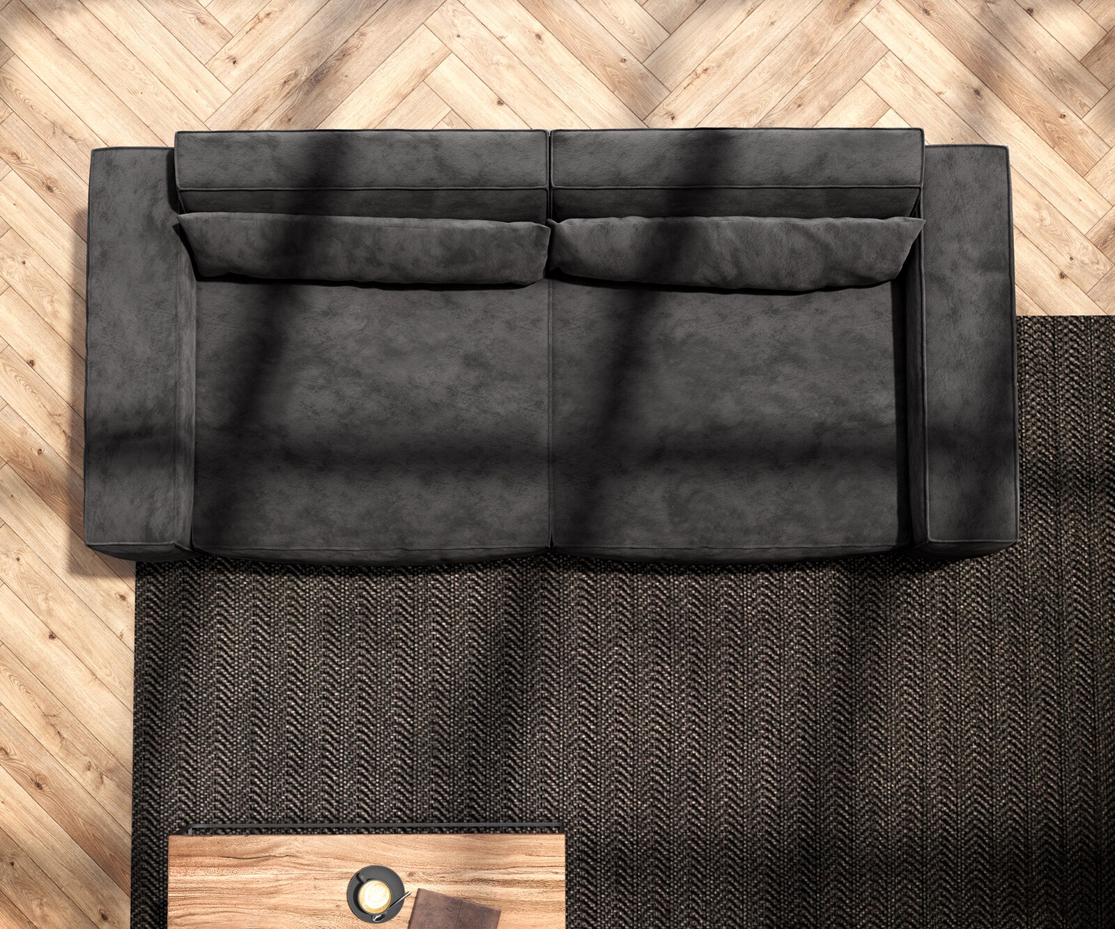 Duża sofa Sirpio 230x95 cm mikrofibra czarna 6