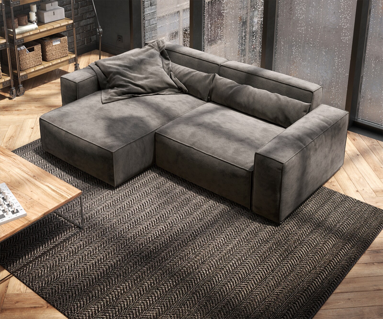 Sofa narożna Sirpio 230x155 cm mikrofibra khaki szezlong z możliwością obustronnego montażu 4