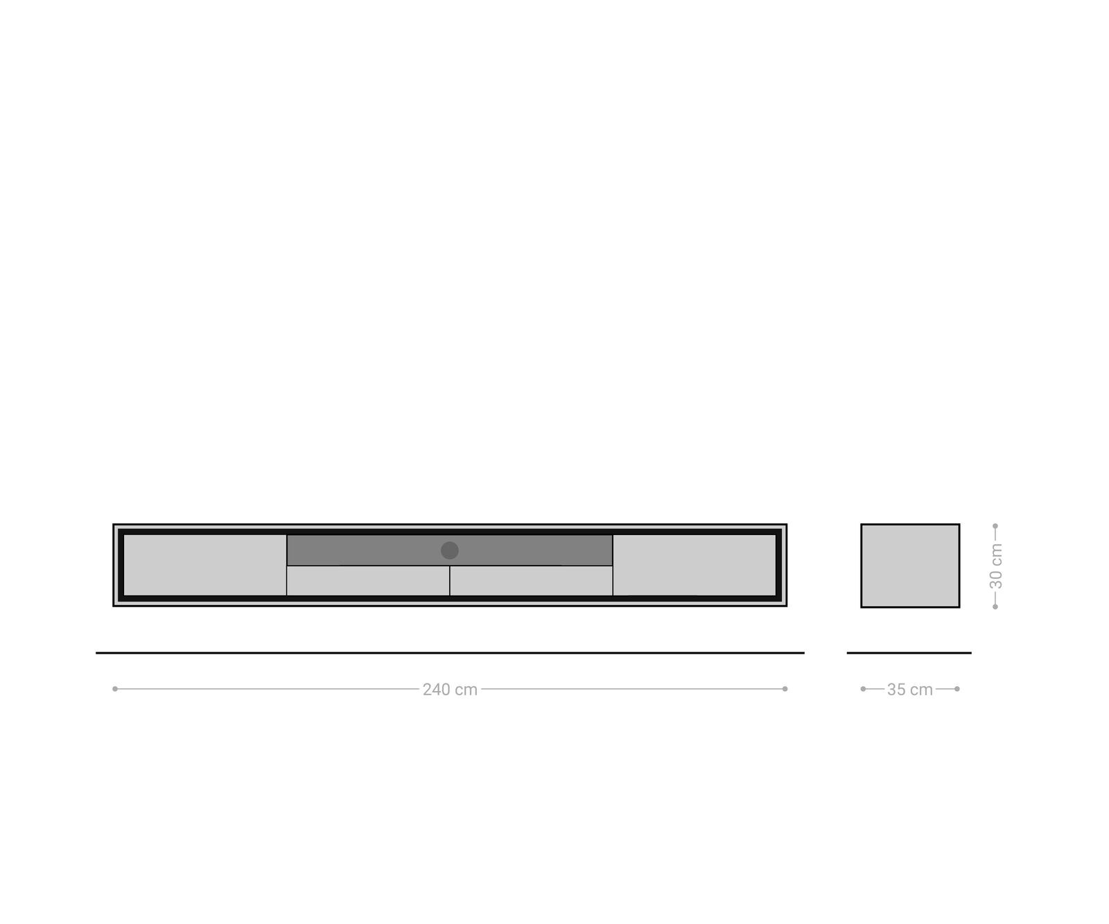 Szafka RTV Stonegrace 240 cm dąb naturalny 2 drzwi 1 przegroda 2 szuflady fornir kamienny podwieszana 9