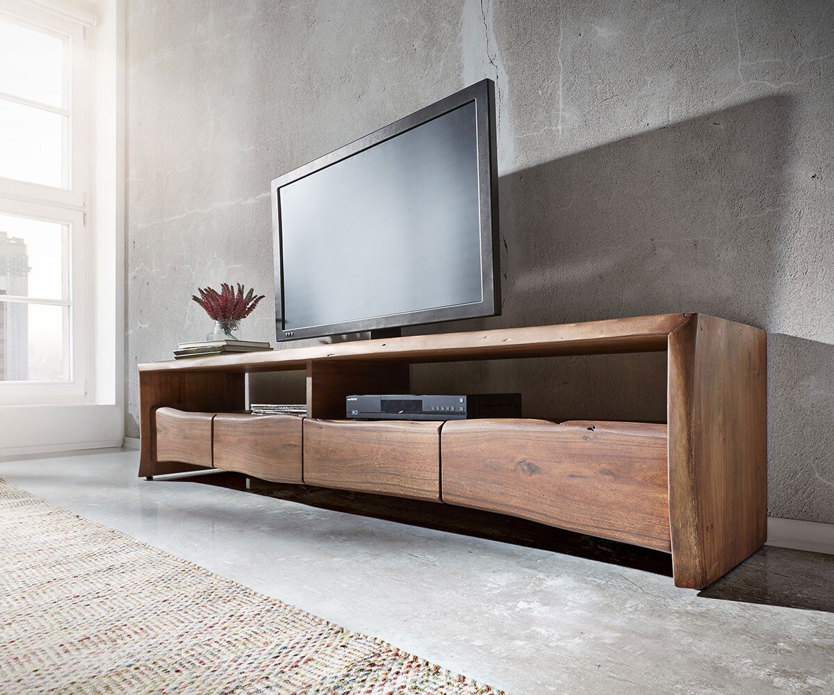 Szafka RTV Live-Edge 230 cm akacja naturalna 4 szuflady 5