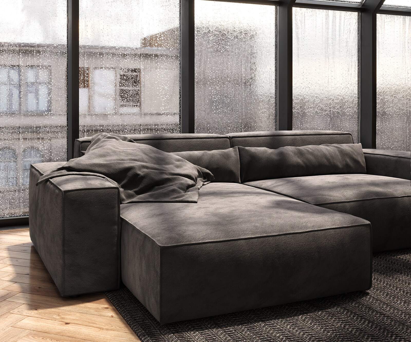 Sofa narożna Sirpio XL 270x170cm mikrofibra brąz khaki szezlong z możliwością zmiennego ustawienia 5
