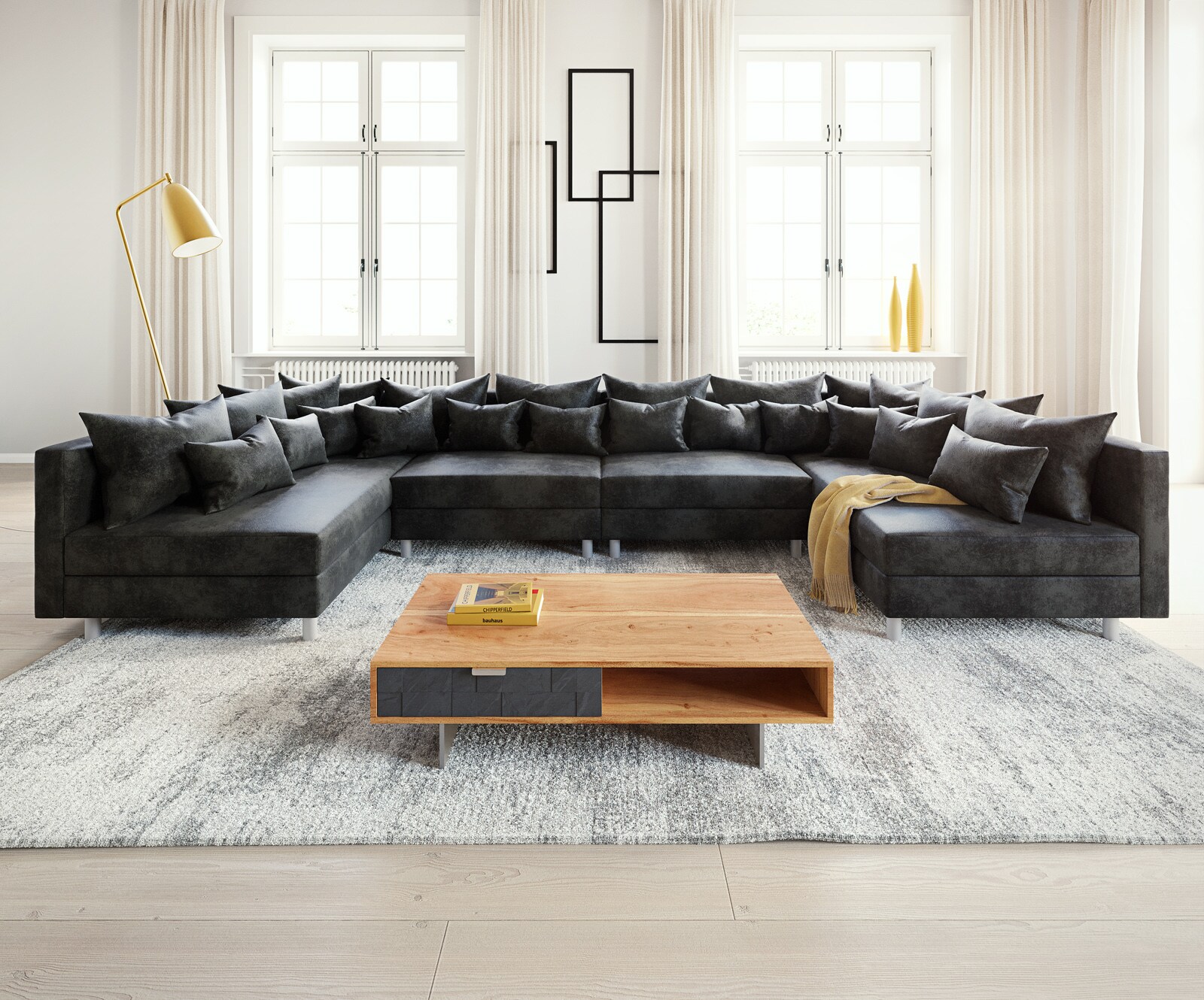 Zestaw wypoczynkowy Clovis XL antracyt antyczny sofa modułowa 1