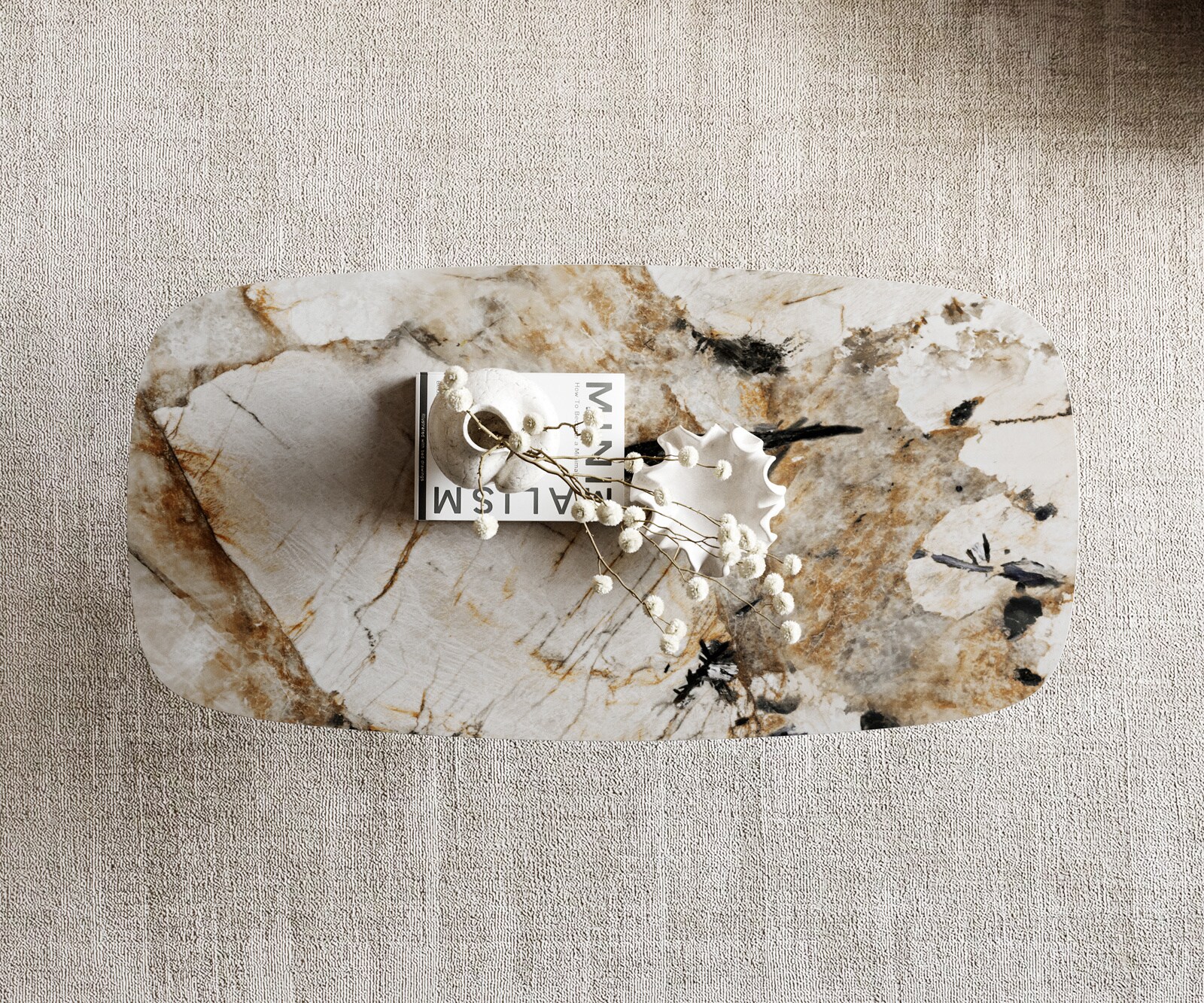 Stolik kawowy Edge w kształcie beczki 100x50 cm ceramika Patagonia podstawa Sarity metal czarny 6