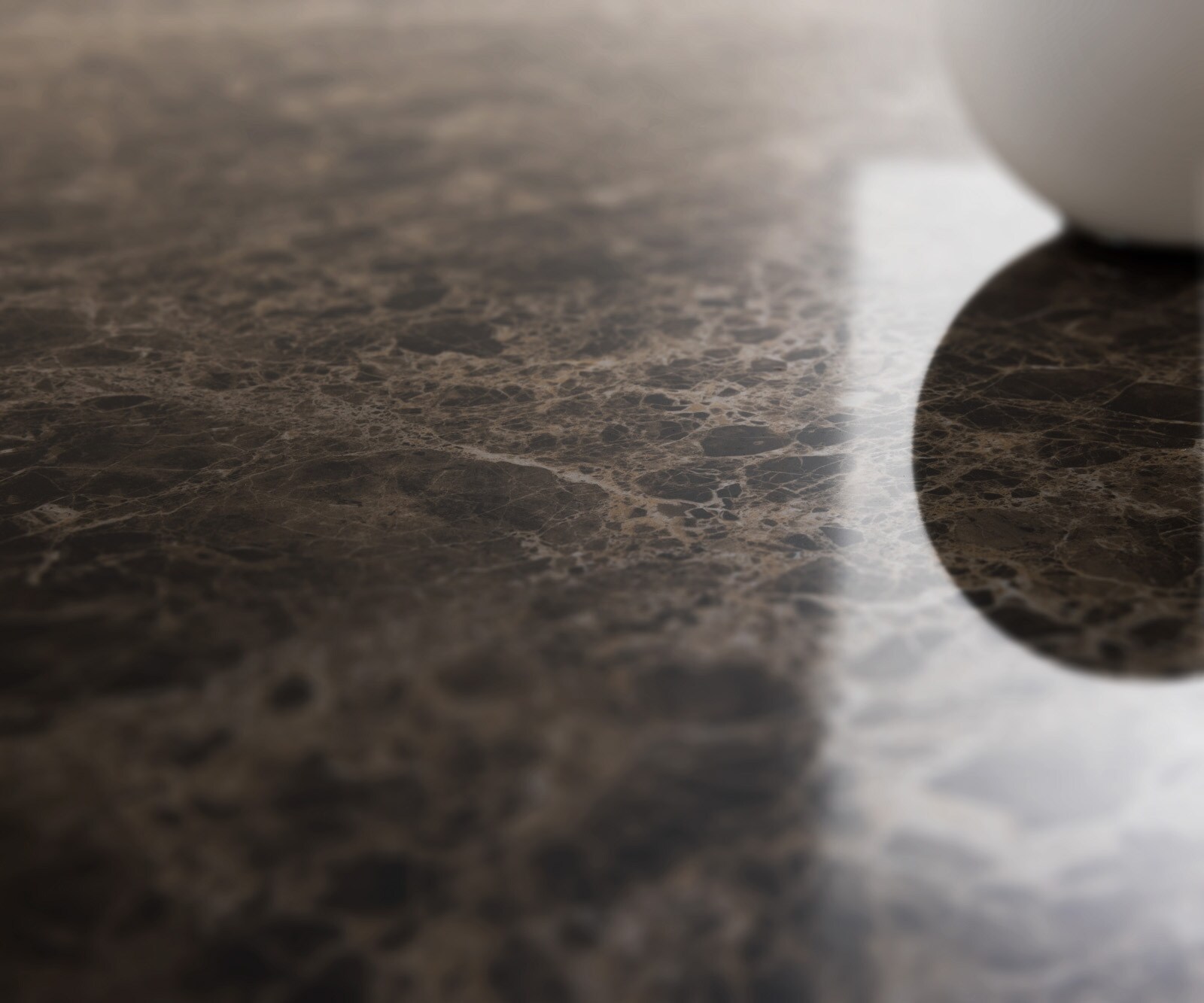 Stół do jadalni Edge kształt beczki 240x120cm ceramika Emperador Extra Lucidato ciemnobrązowy rama Estelar stal nierdzewna 5