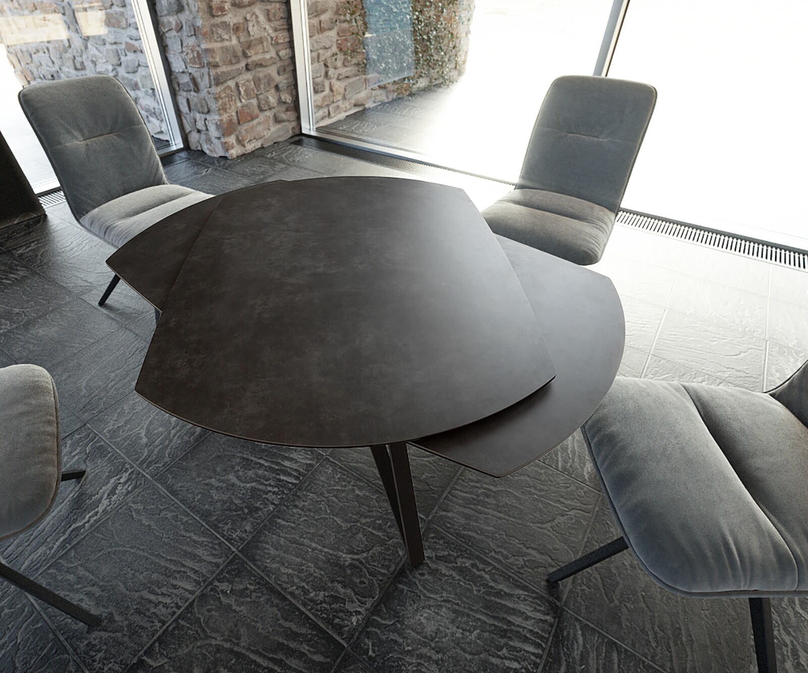 Stół do jadalni Carlow 130/200x95cm ceramika szara metal rozkładany 2