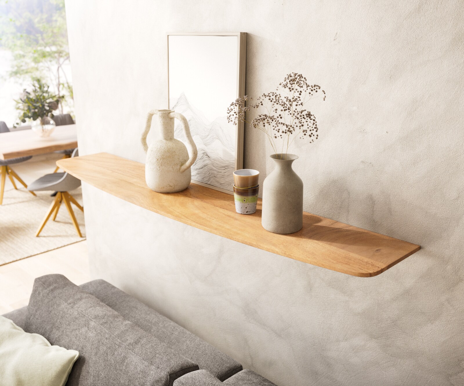 Półka ścienna Edge 145 cm akacja naturalna krawędź szwajcarska 1