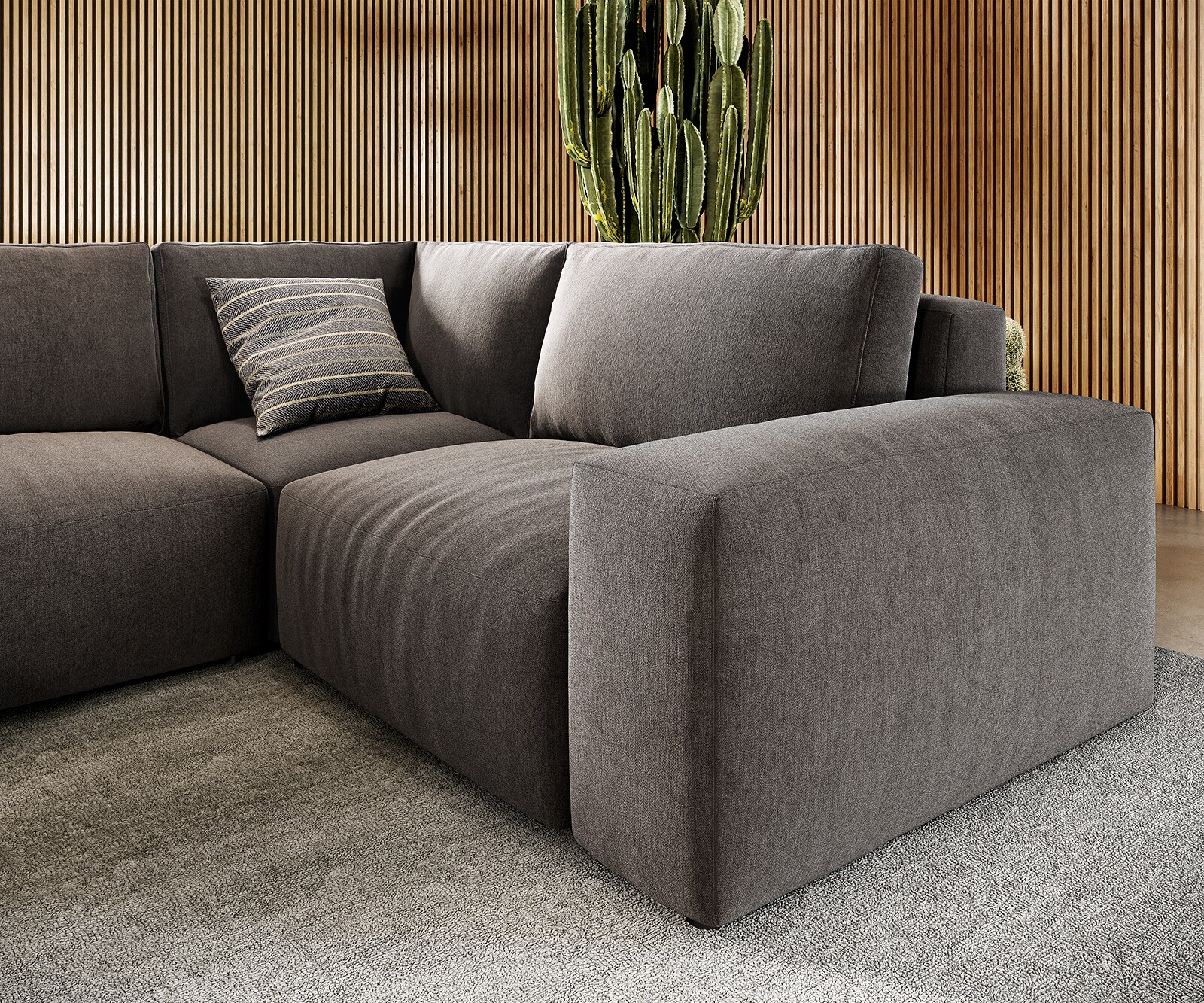 Zestaw wypoczynkowy Lanzo 300x210cm mikrofibra khaki brąz z możliwością zmiennego montażu 3