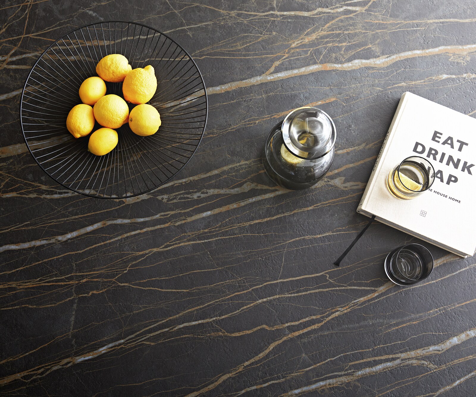 Stół do jadalni Edge 200x100 cm ceramika Laminam® Noir Desir brązowy rama Cross czarna 4
