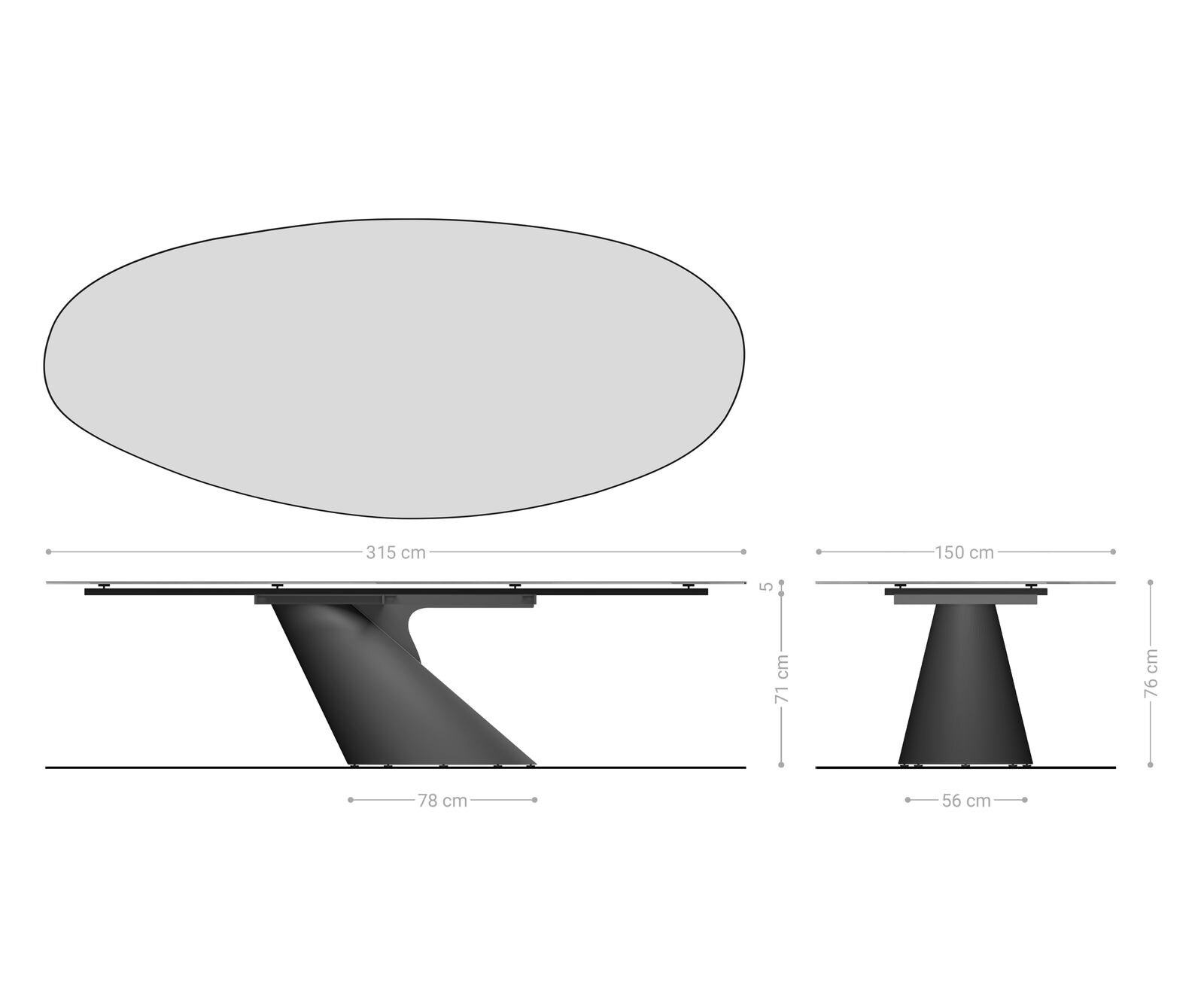 Stół do jadalni Edge owalny 315x150 cm ceramika Emperador Extra Lucidato ciemnobrązowa rama Cono metaliczny złoty 8