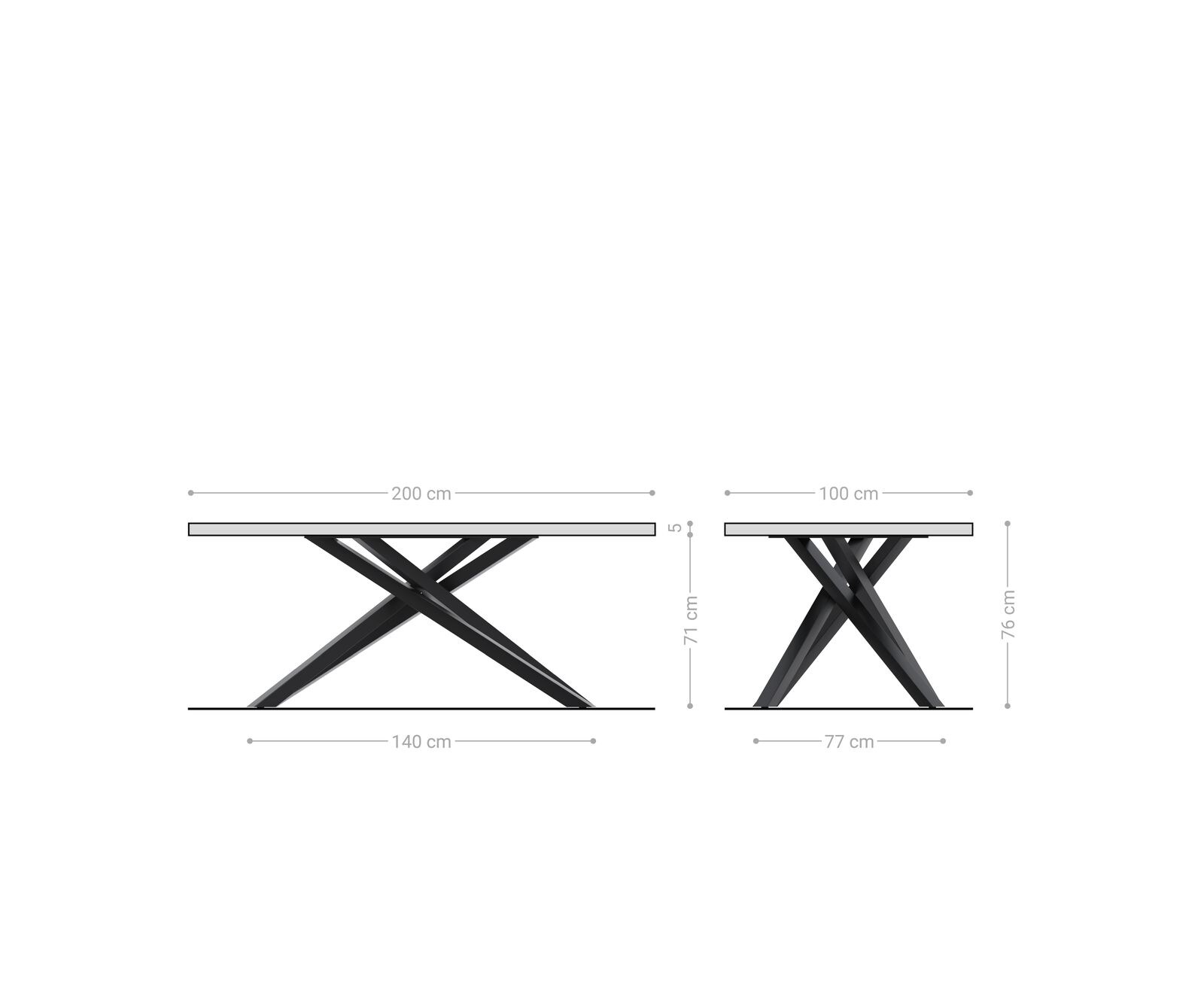 Stół do jadalni Edge 200x100 XL akacja naturalna rama Cross czarna live-edge 5