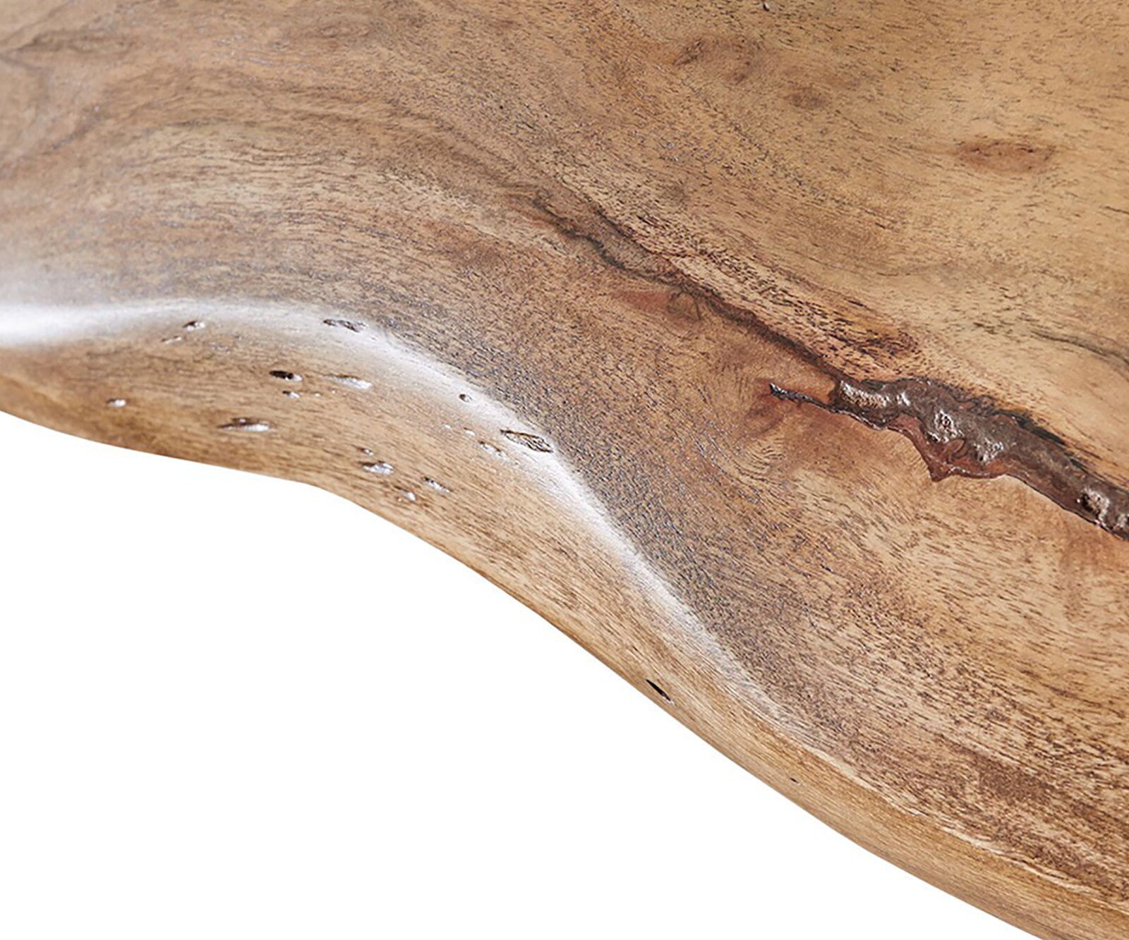 Stół do jadalni Edge 200x100 cm akacja naturalna stal nierdzewna szeroka rama live-edge 5