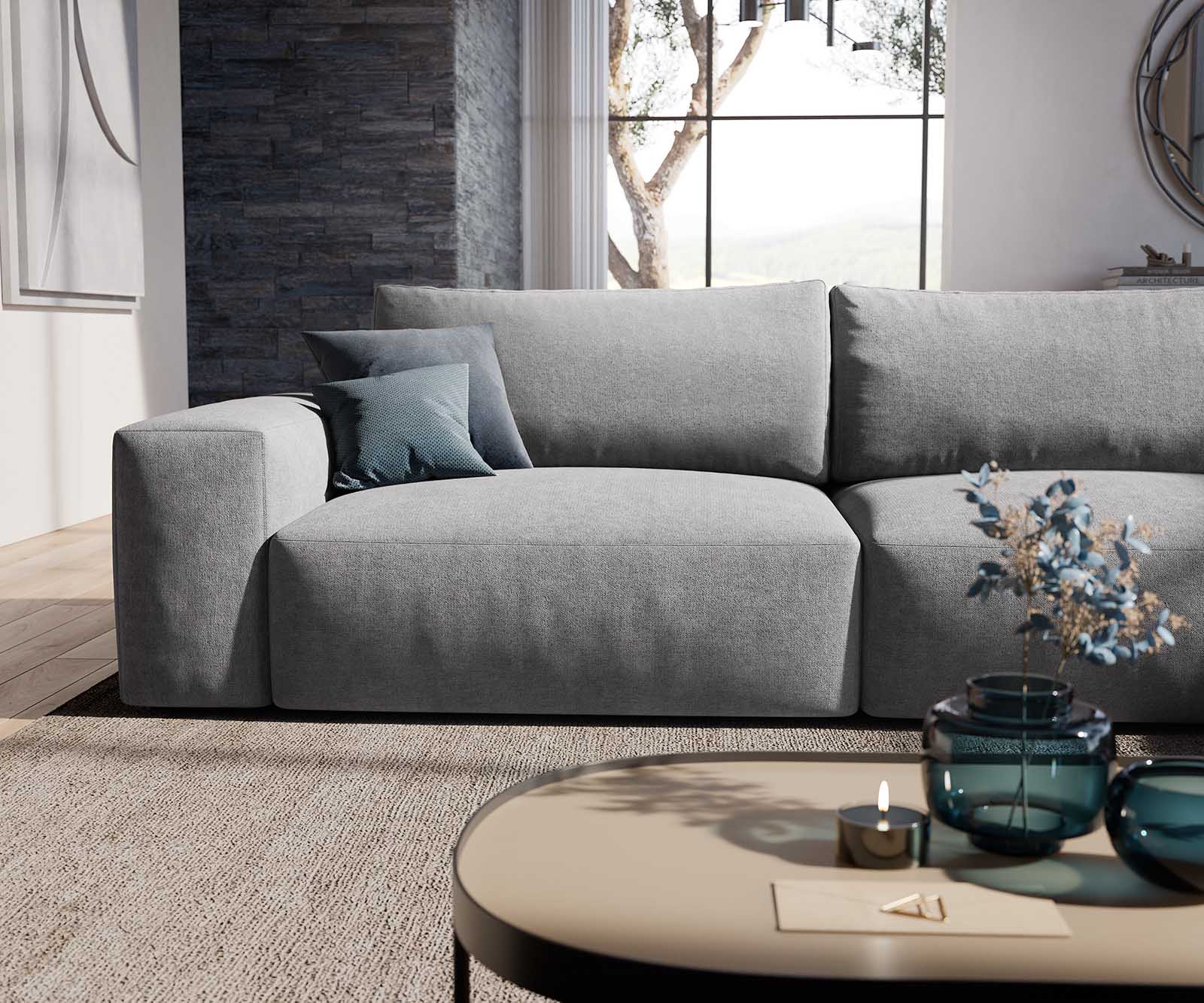 Sofa narożna Lanzo XL 380x180cm mikrofibra szara szezlong z możliwością zmiennego ustawienia 6