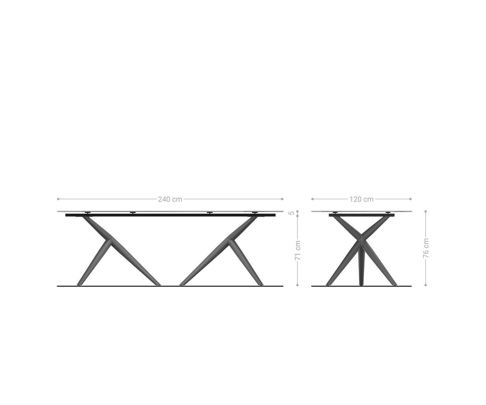 Stół do jadalni Edge w kształcie beczki 240x120 cm ceramika Minas Melange biało-beżowa rama Estelar metal w kolorze tytanu 6