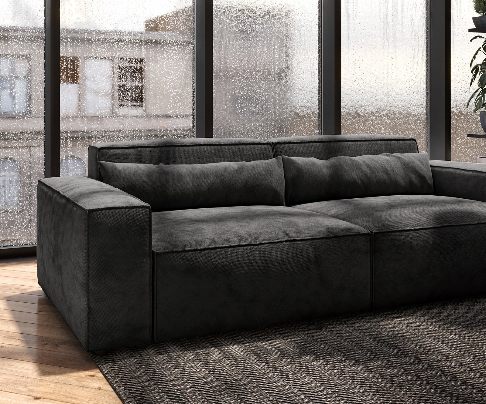 Duża sofa Sirpio 230x95 cm mikrofibra czarna 5