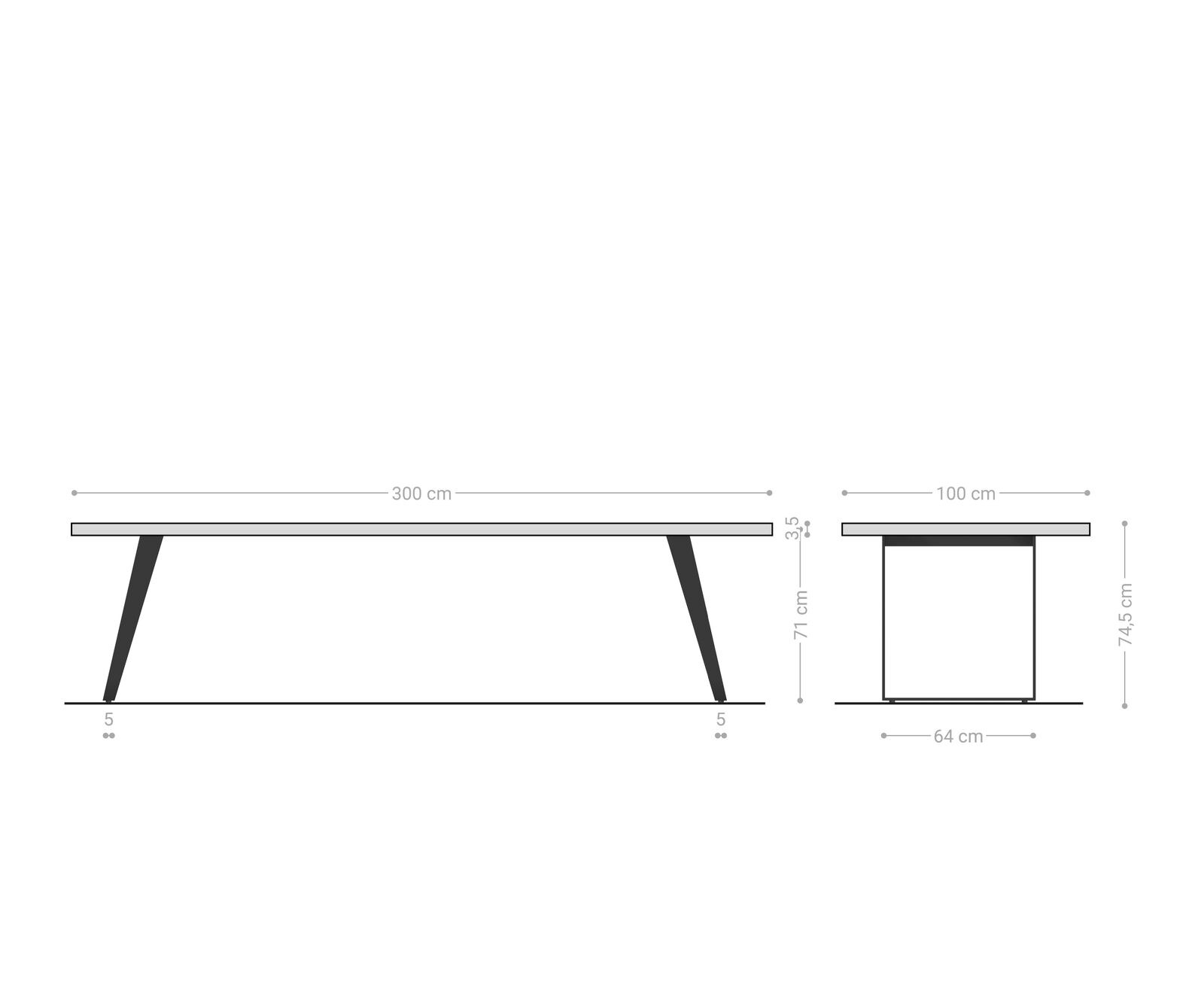 Stół do jadalni Edge 300x100cm akacja naturalna metal pochylona rama live-edge 6