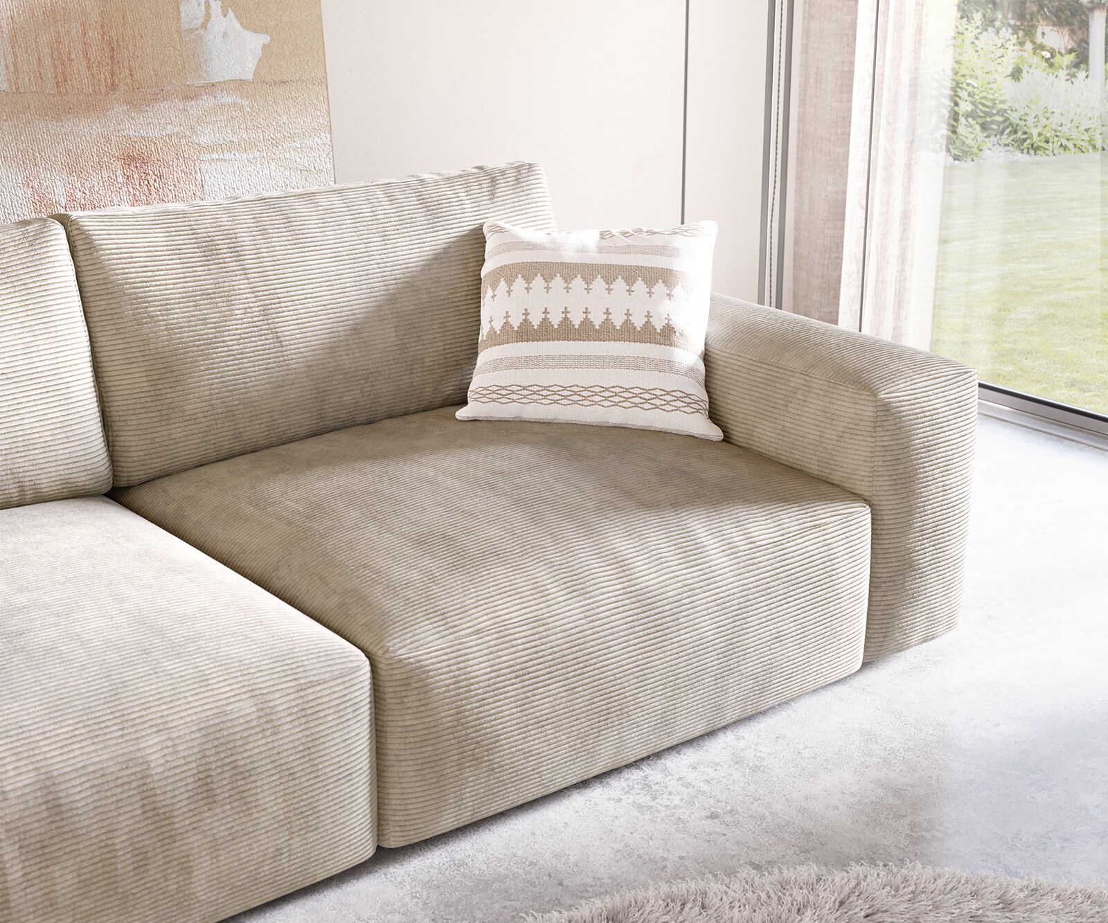Sofa Lanzo XL 270x130cm sztruks beżowy z pufem 5