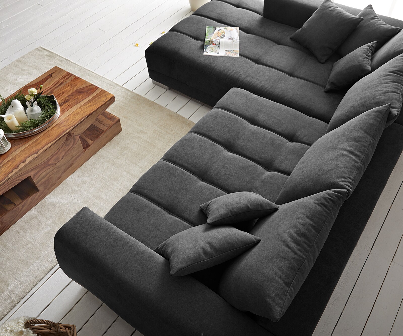 Sofa narożna Josea 300x220 cm mikrofibra czarna szezlong lewy 5