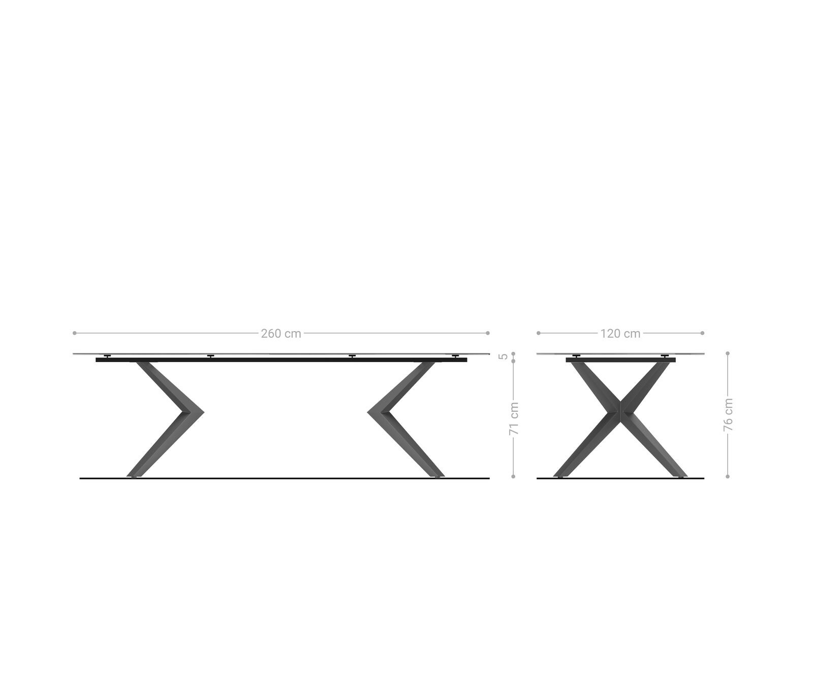 Stół do jadalni Edge w kształcie beczki 260x120 cm ceramika Laminam® Sabbia w kolorze dębu rama Zenthara stal nierdzewna 8