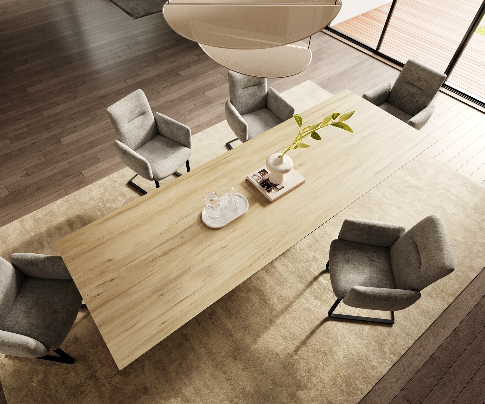 Stół do jadalni Edge 300x100cm ceramika Laminam® Sabbia kolor dębu rama Estelar metal czarny 4