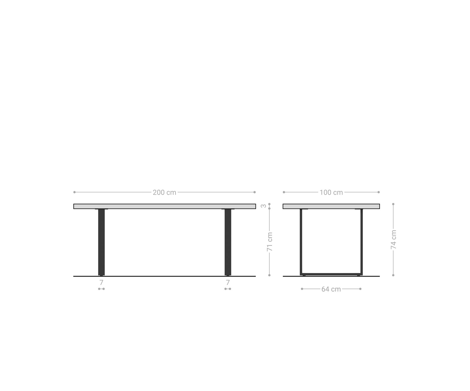 Stół do jadalni Edge 200x100x2,5-3 cm dąb naturalny metal wąska rama czarne live-edge 5