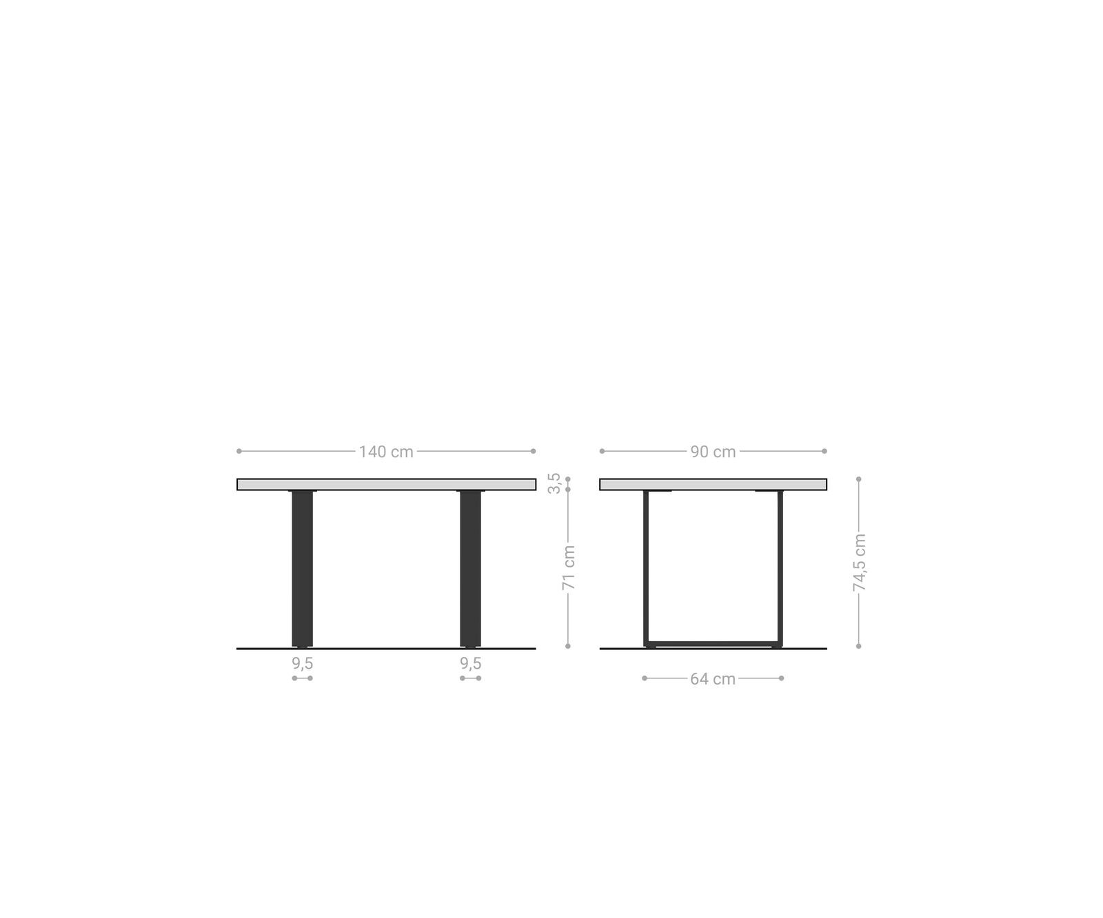 Stół do jadalni Edge 140x90cm akacja naturalna stal nierdzewna wąska rama live-edge 6