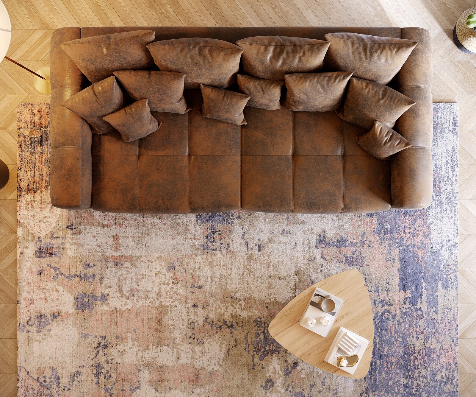Sofa Violetta XL 310x135cm brązowy antyczny z poduszkami 5