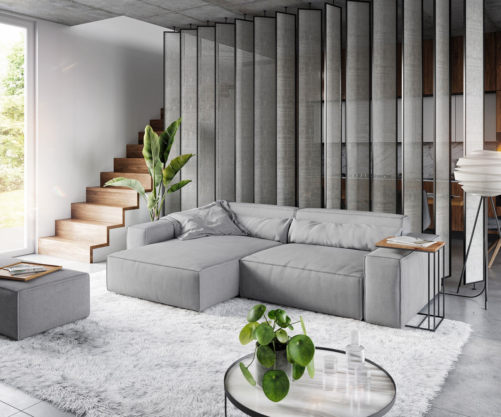 Sofa narożna Sirpio XL 270x170cm mikrofibra szara szezlong z możliwością zmiennego ustawienia z pufem 1