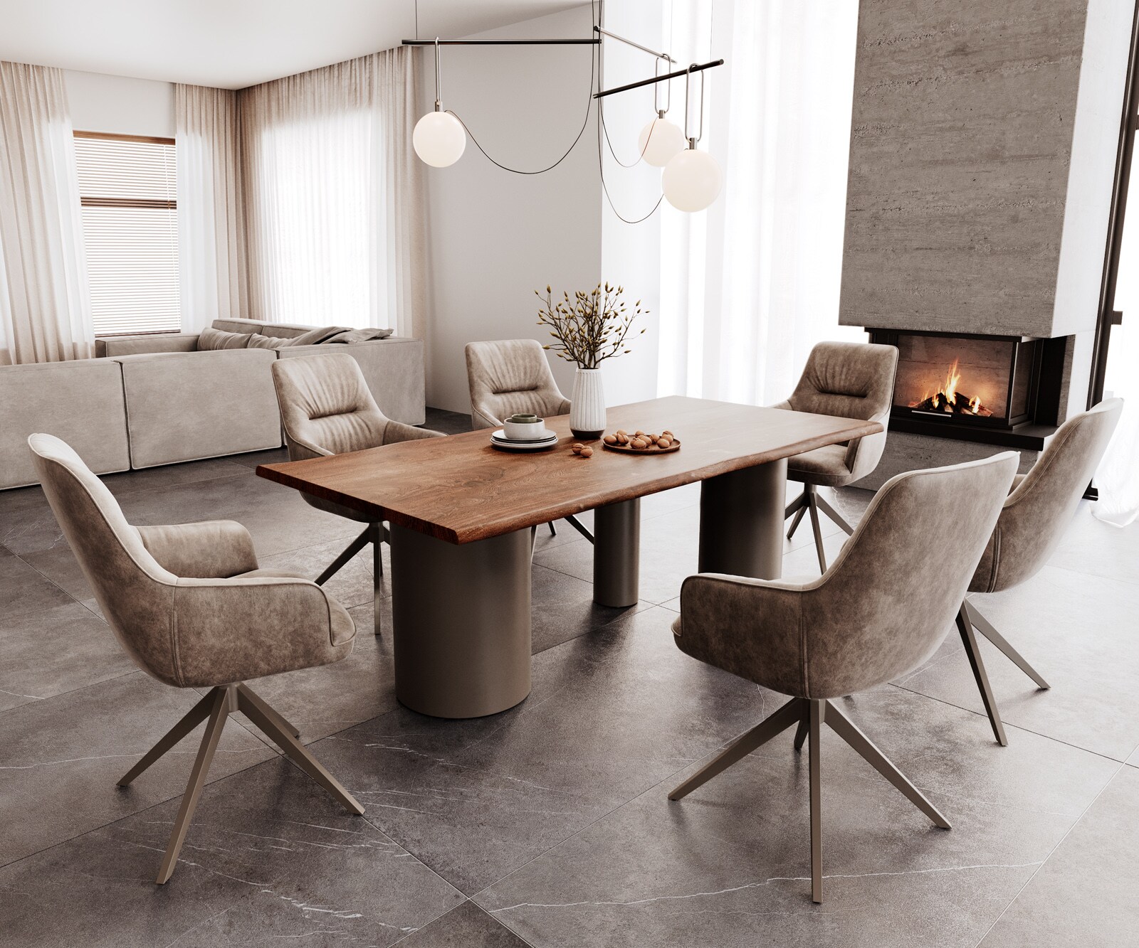 Stół do jadalni Edge 200x100 cm akacja brązowa rama rama Troa metal kolor tytanowy live-edge 4