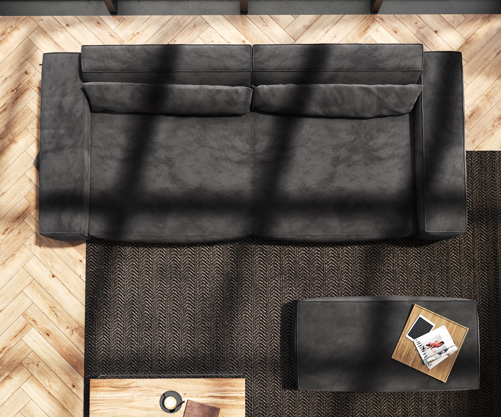 Sofa Sirpio XL 270x130cm mikrofibra czarna z pufem 8