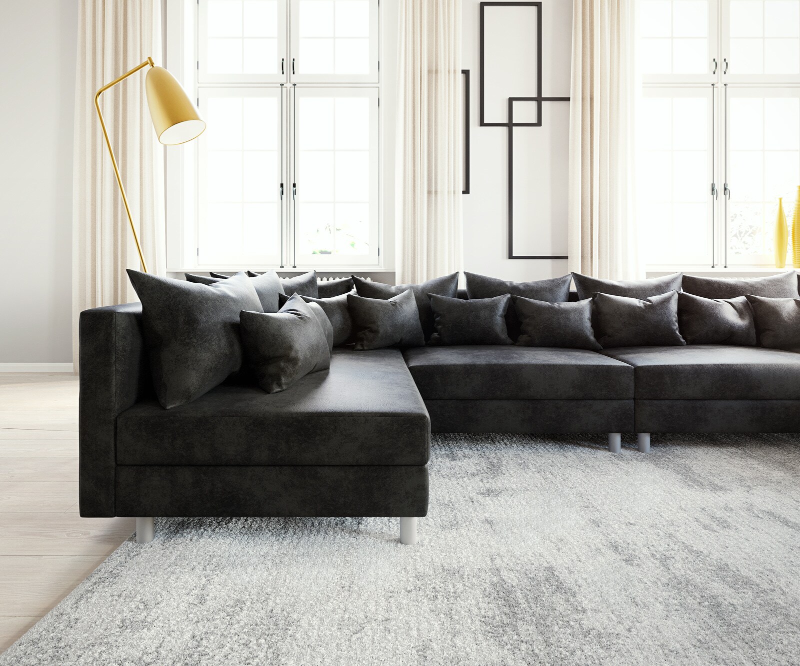 Zestaw wypoczynkowy Clovis XL antracyt antyczny sofa modułowa 5