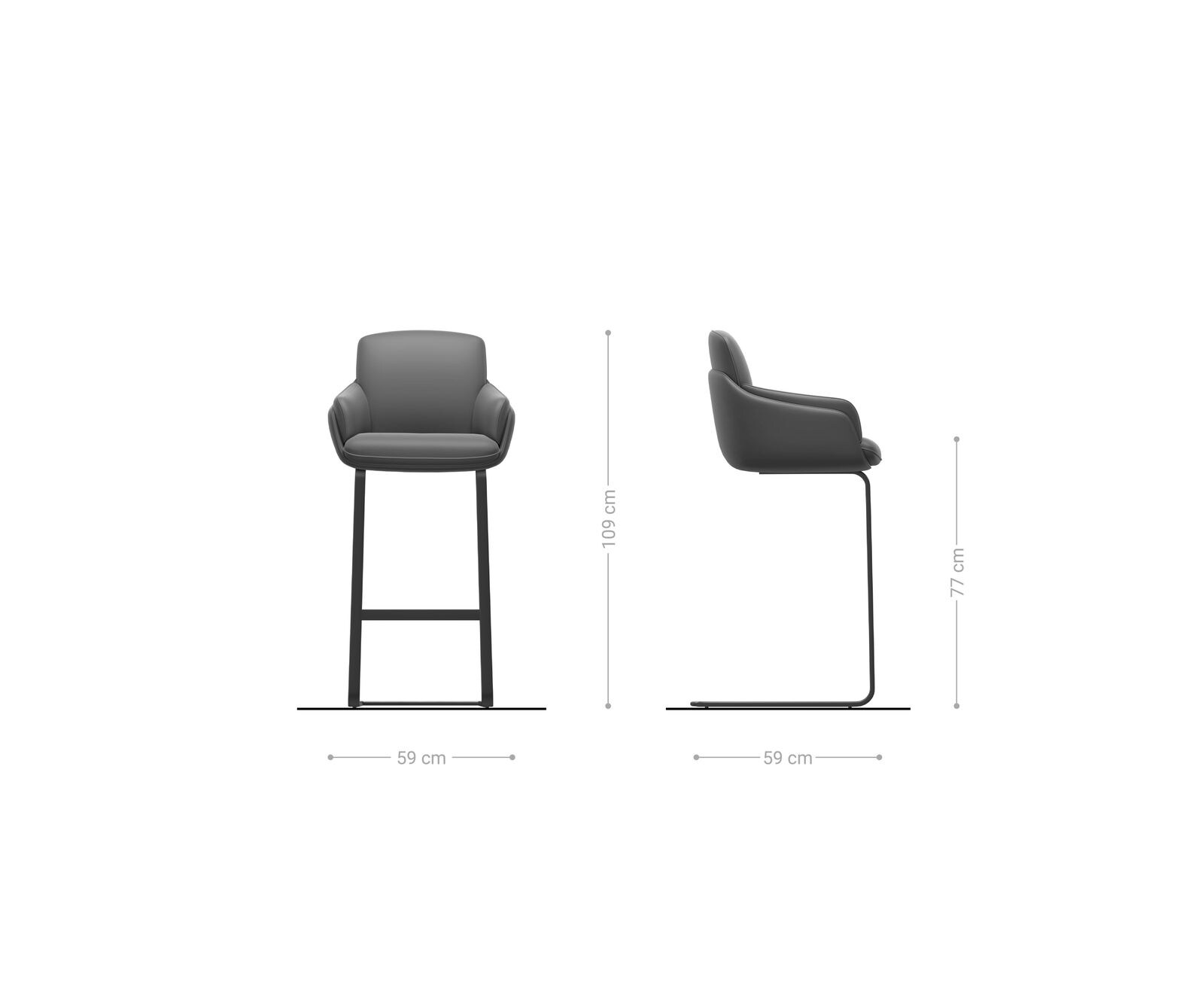 Hoker Luan-Flex tkanina płócienna beżowy rama wspornikowa płaska metal czarny 6