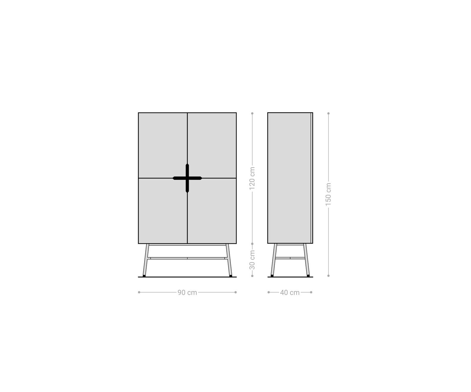 Kredens Mikkusu 90x50x150 cm bambus i drewno mango metal czarny 4 drzwi 5