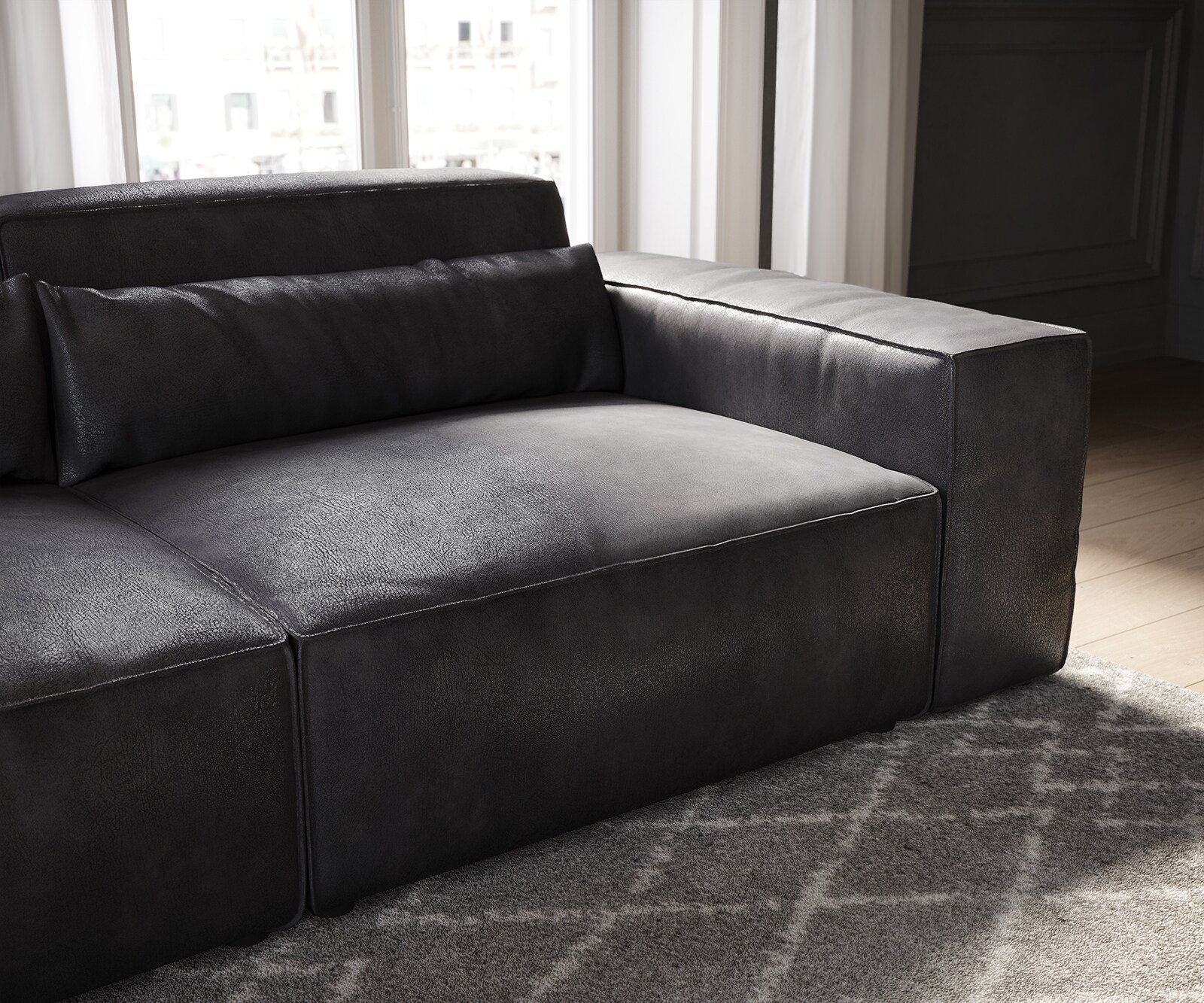 Duża sofa Sirpio 230x95 cm eko-skóra antracytowy vintage 6